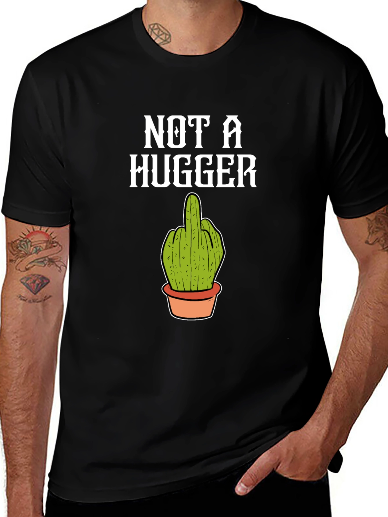 Variant 6 of Not a Hugger Cactus Middle Finger T-Shirt