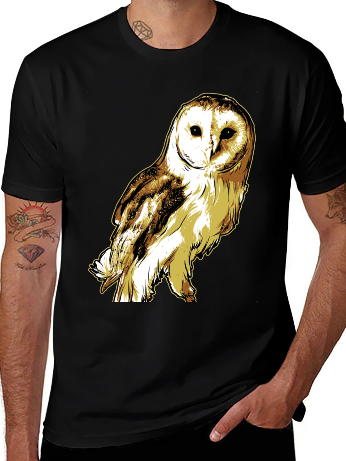 Variant 15 of Owl Graphic Print Crew Neck T-Shirt