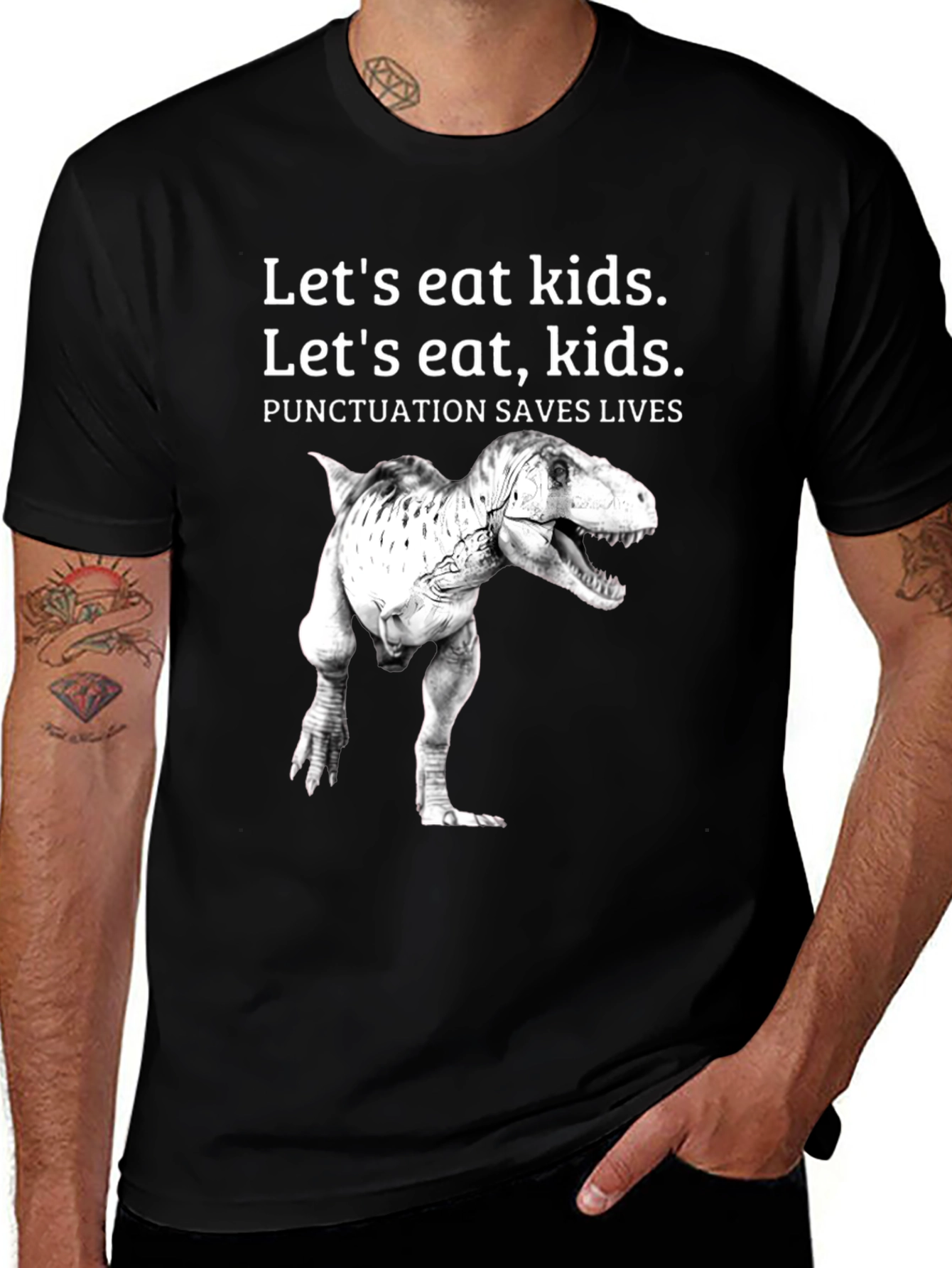Punctuation Saves Lives T-Rex Graphic Tee