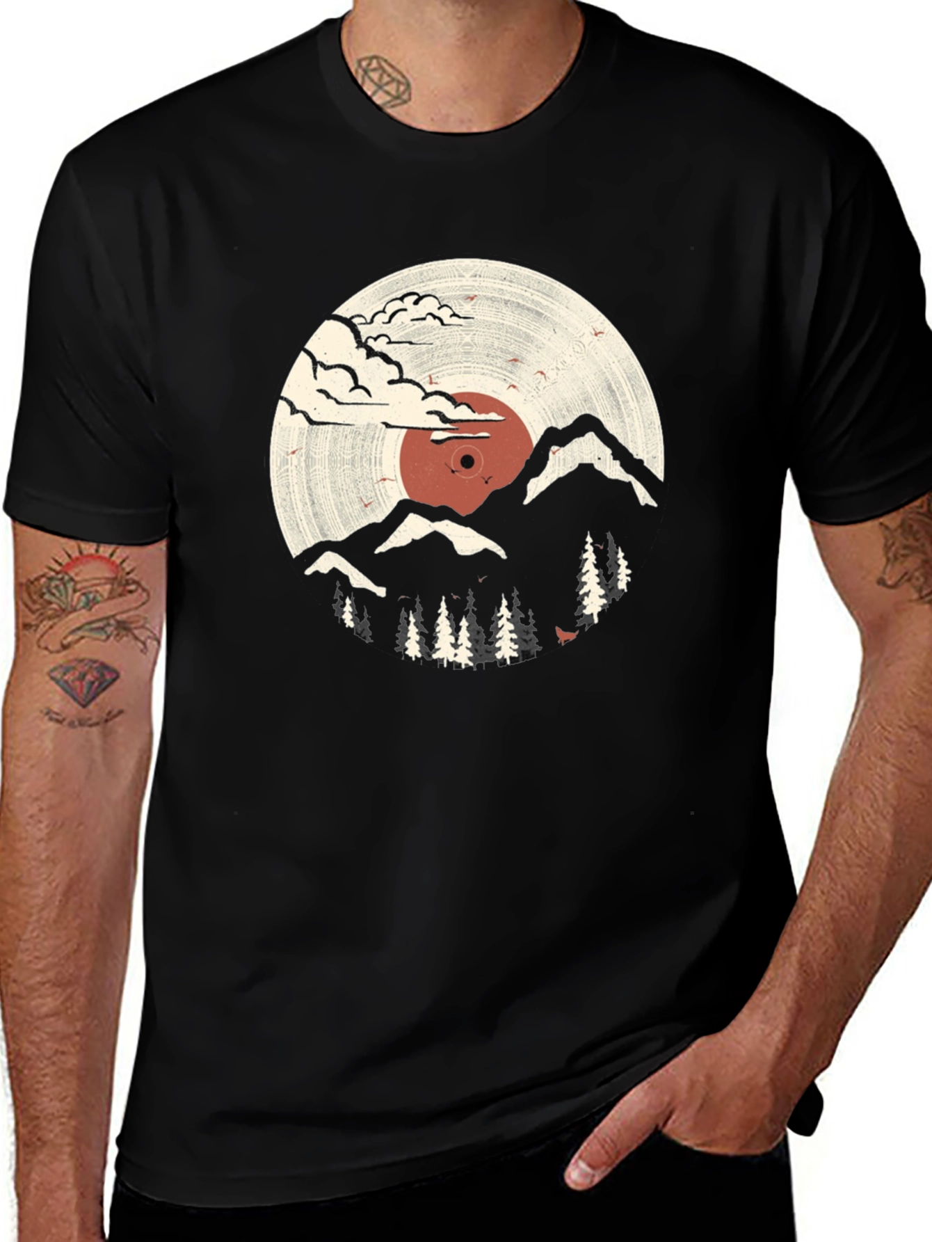 Variant 24 of Retro Vinyl Record Mountain Graphic Tee