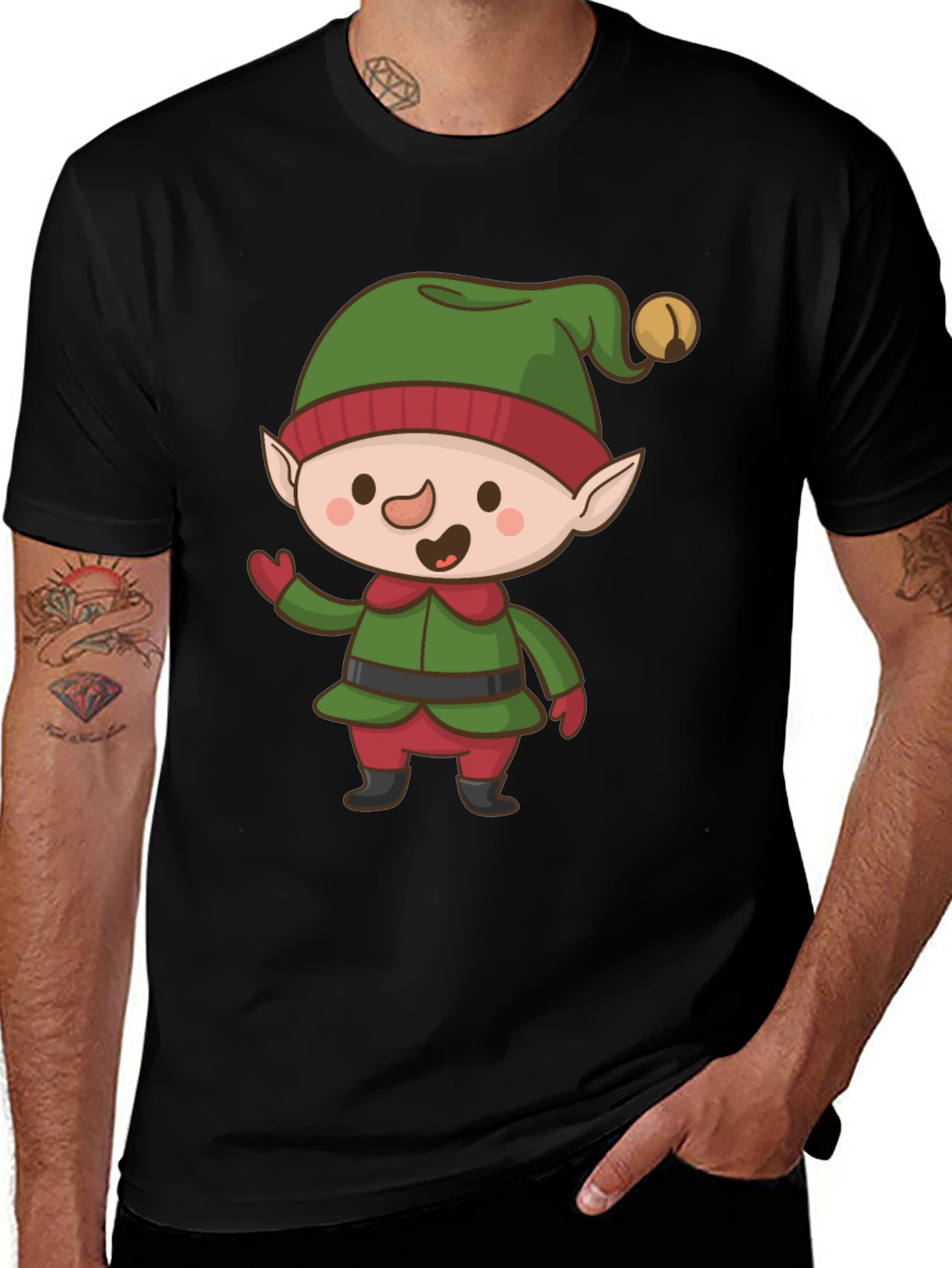 Variant 3 of Festive Elf Graphic Tee - Holiday Cheer!