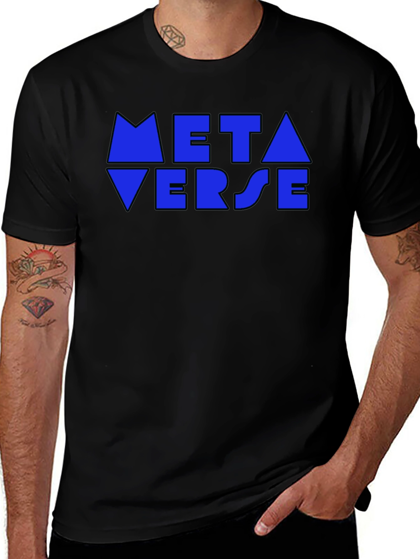 Metaverse T-Shirt - Geometric Blue Design