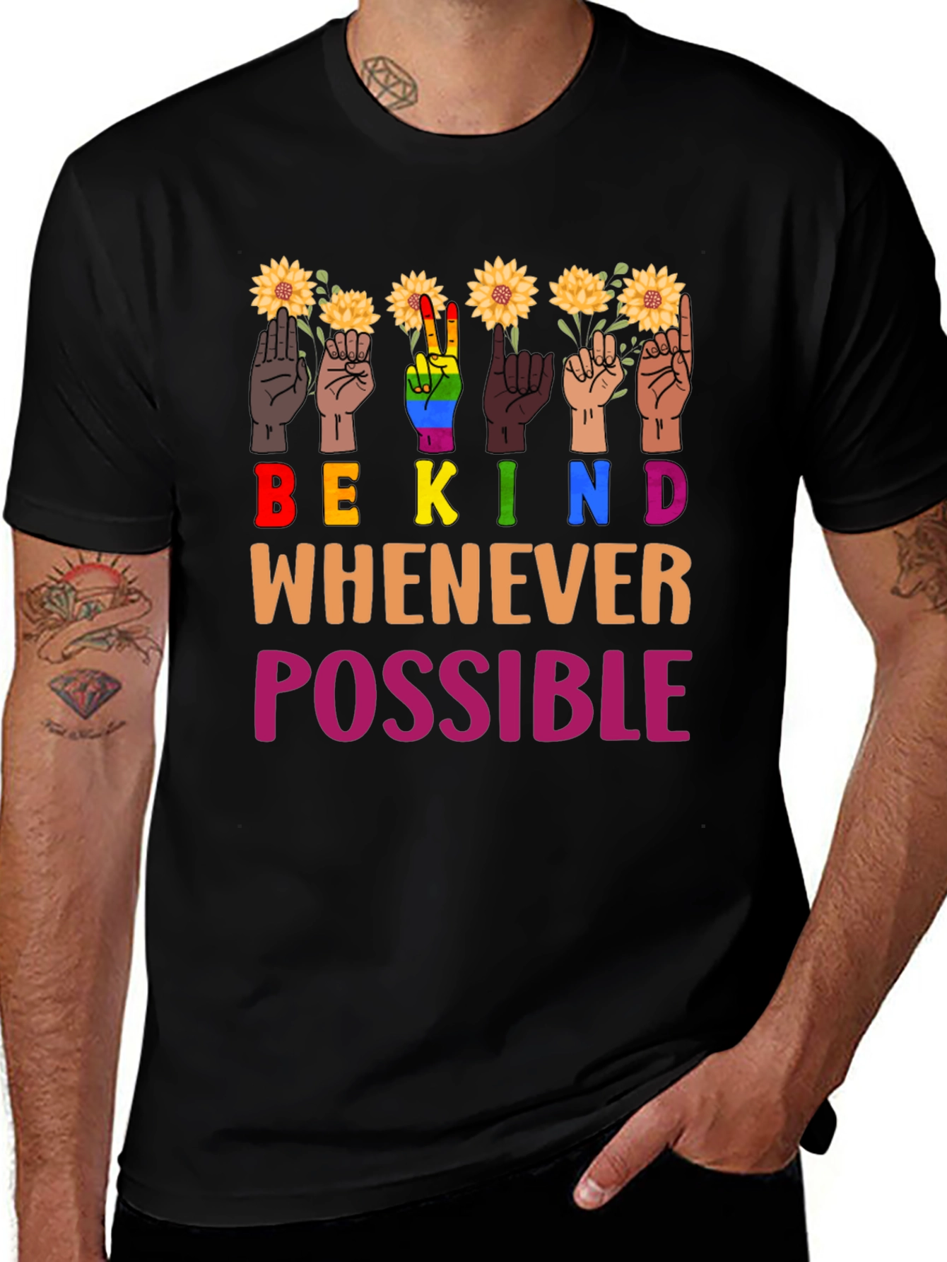 Be Kind T-Shirt Sunflower ASL Design