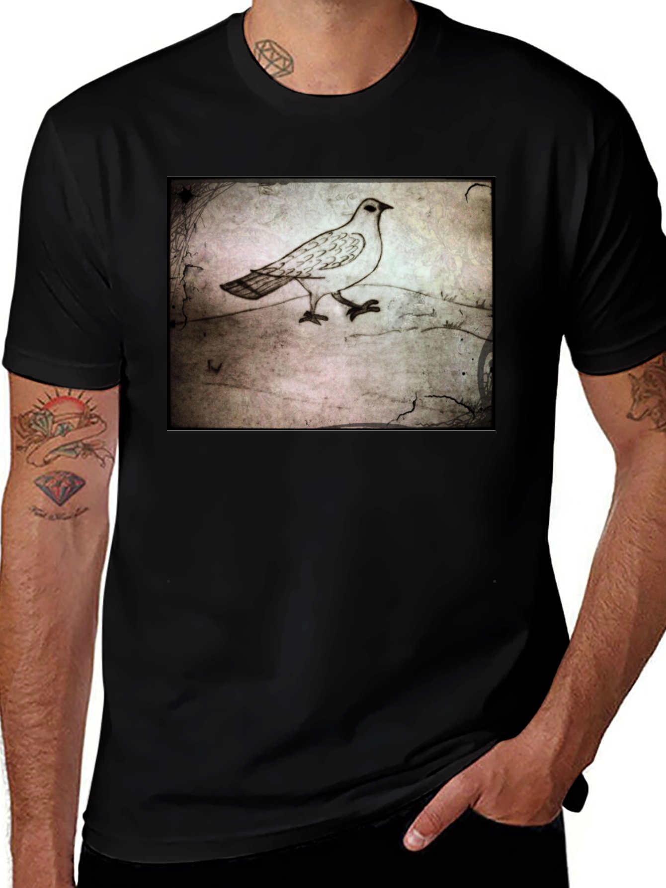 Variant 12 of Vintage Dove Graphic T-Shirt - Black