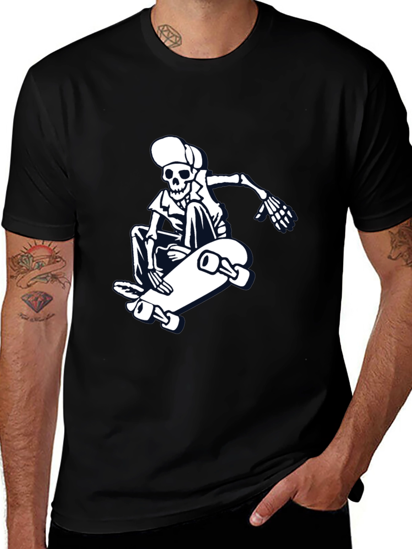 Skateboarding Skeleton Graphic Tee - Cool & Casual
