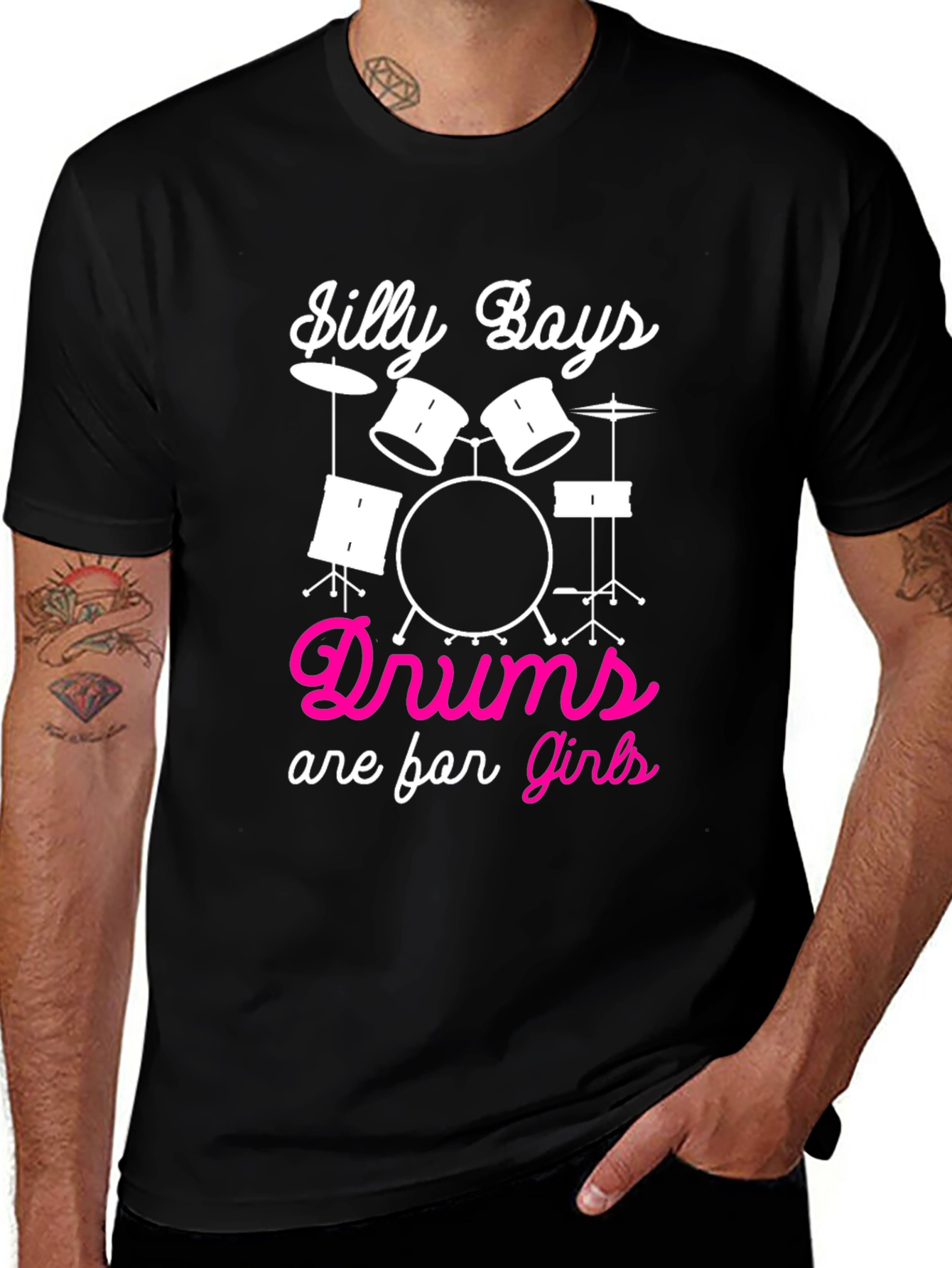 Variant 27 of Silly Boys Drums are for Girls T-Shirt