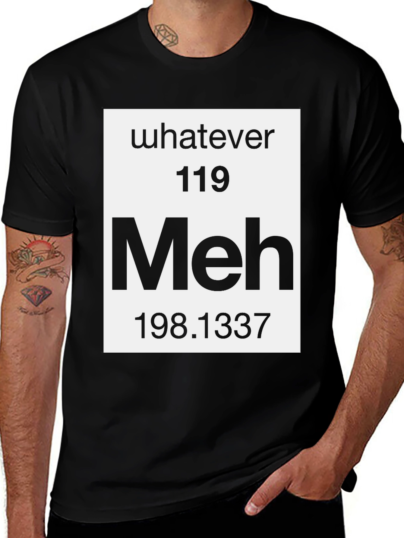 Variant 18 of Whatever Meh T-Shirt Periodic Table Funny Graphic Tee