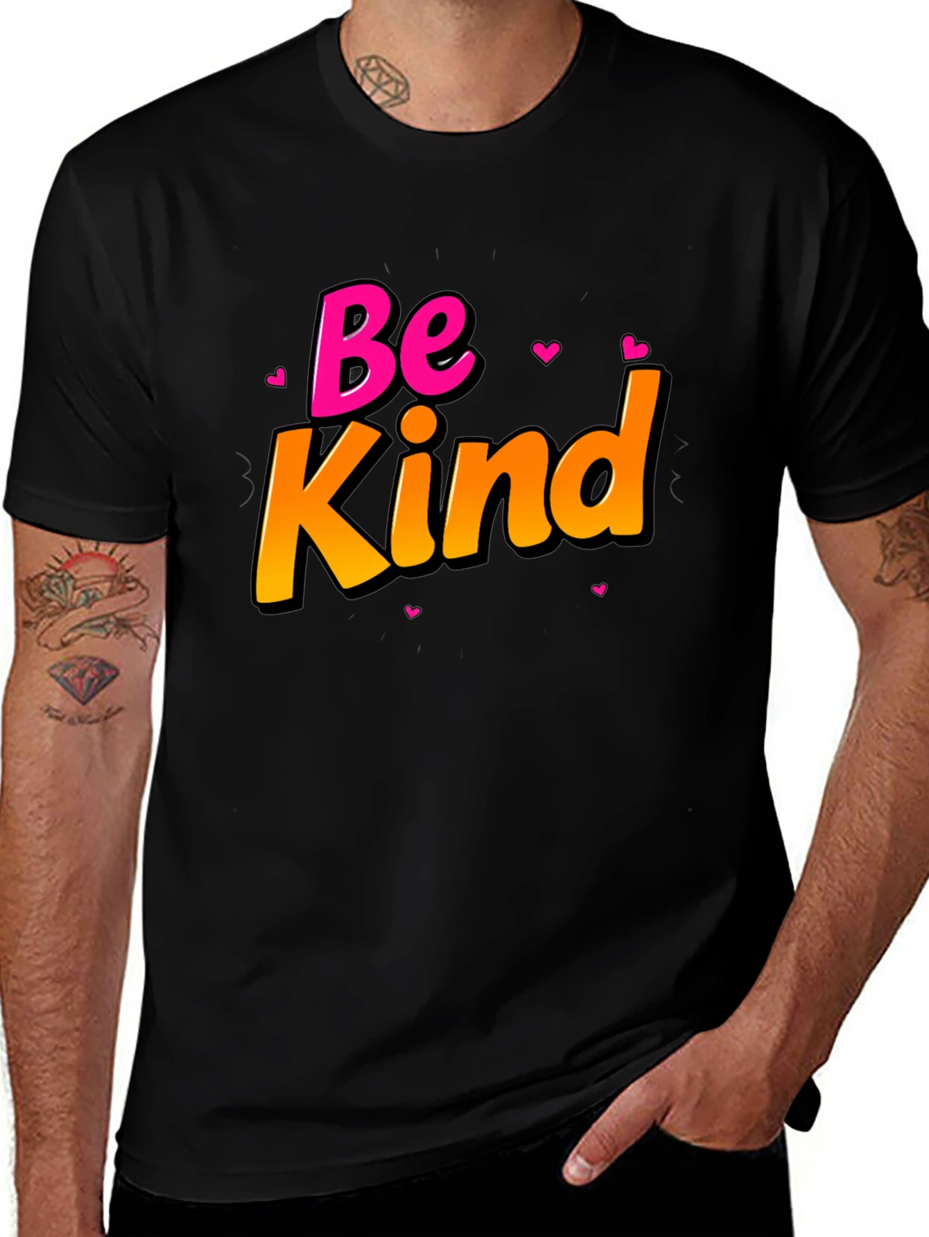 Variant 19 of Be Kind Black T-Shirt - Positive Message Tee