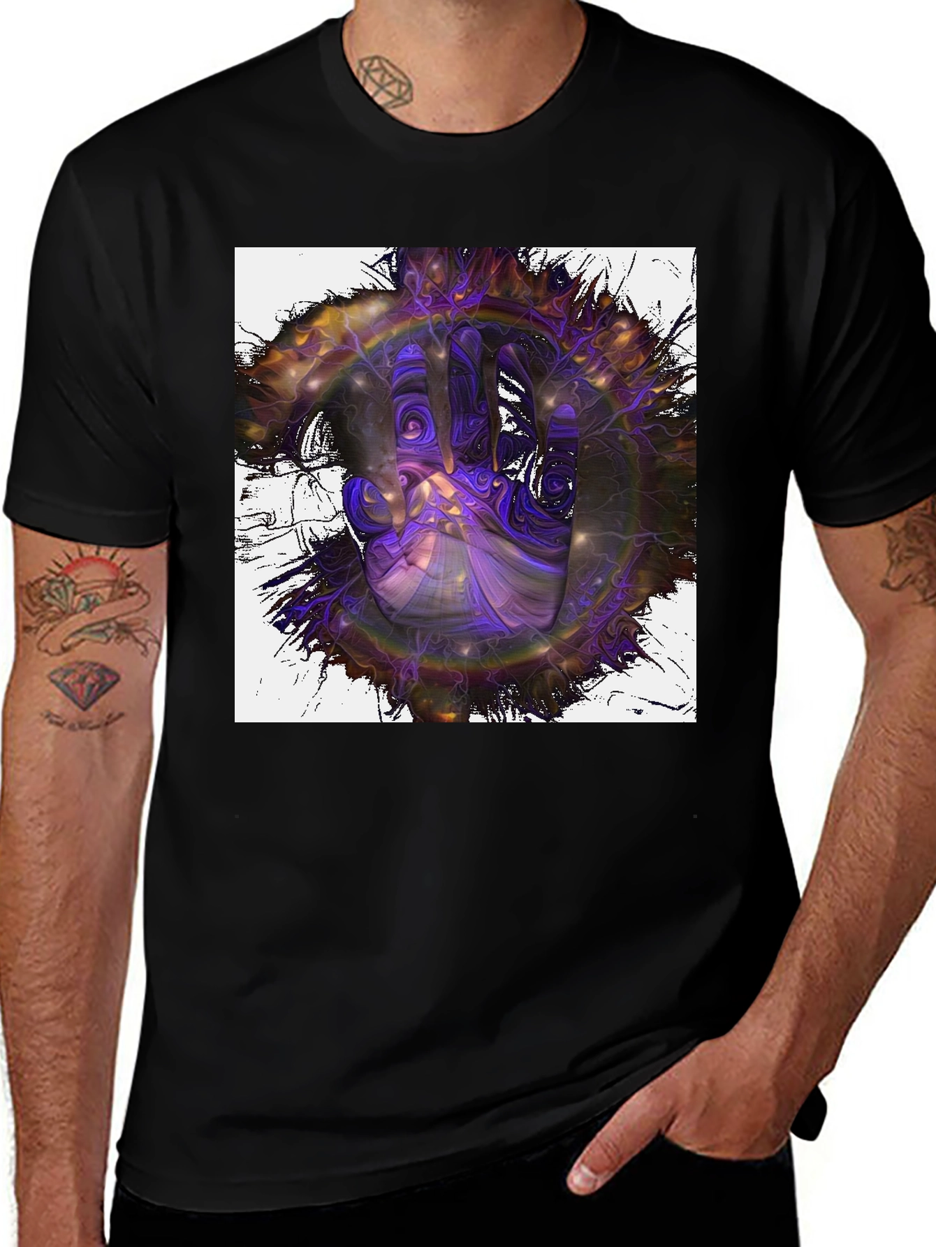 Abstract Hand Graphic Black Tee