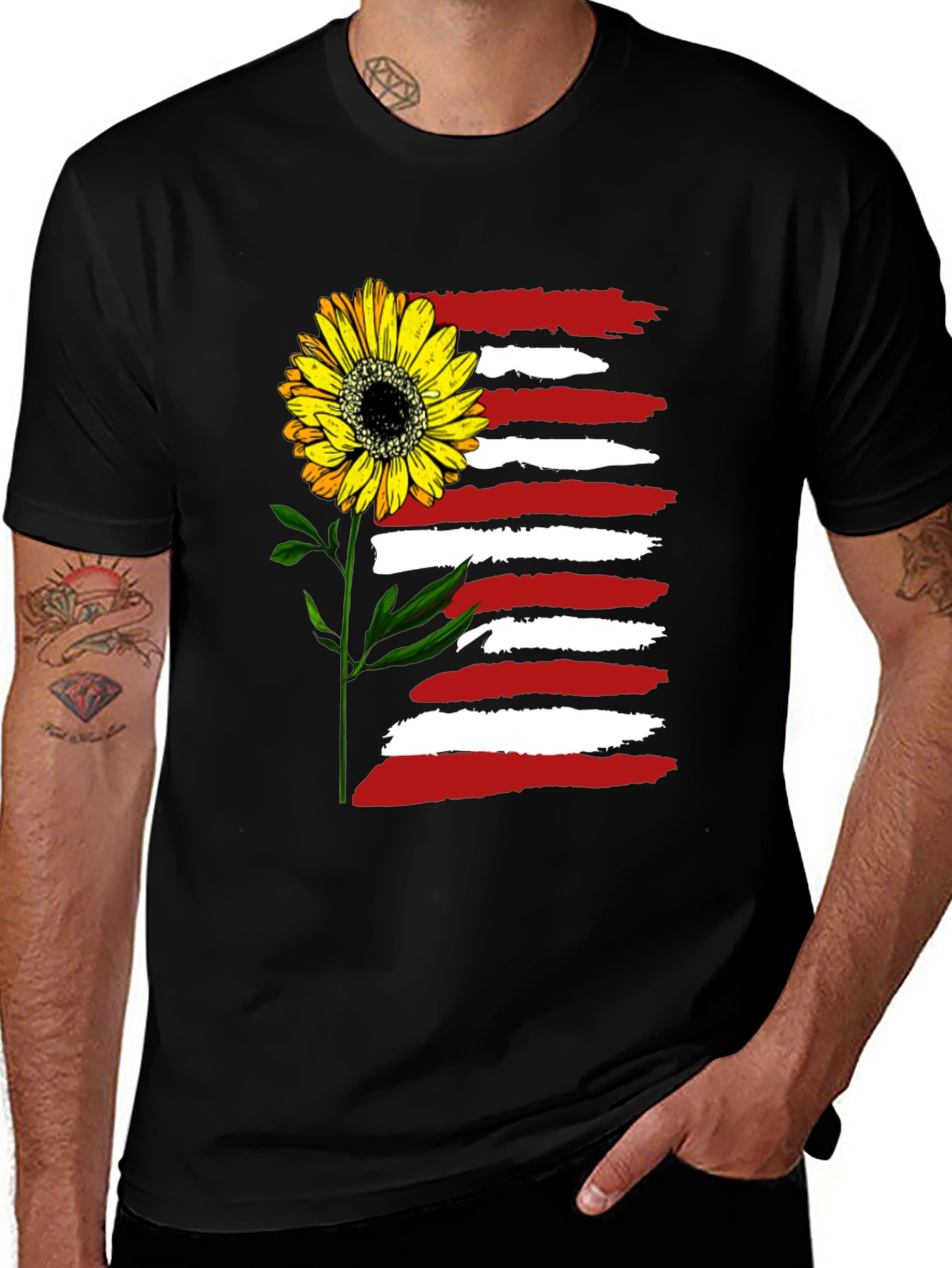 Variant 24 of Sunflower American Flag Graphic Tee