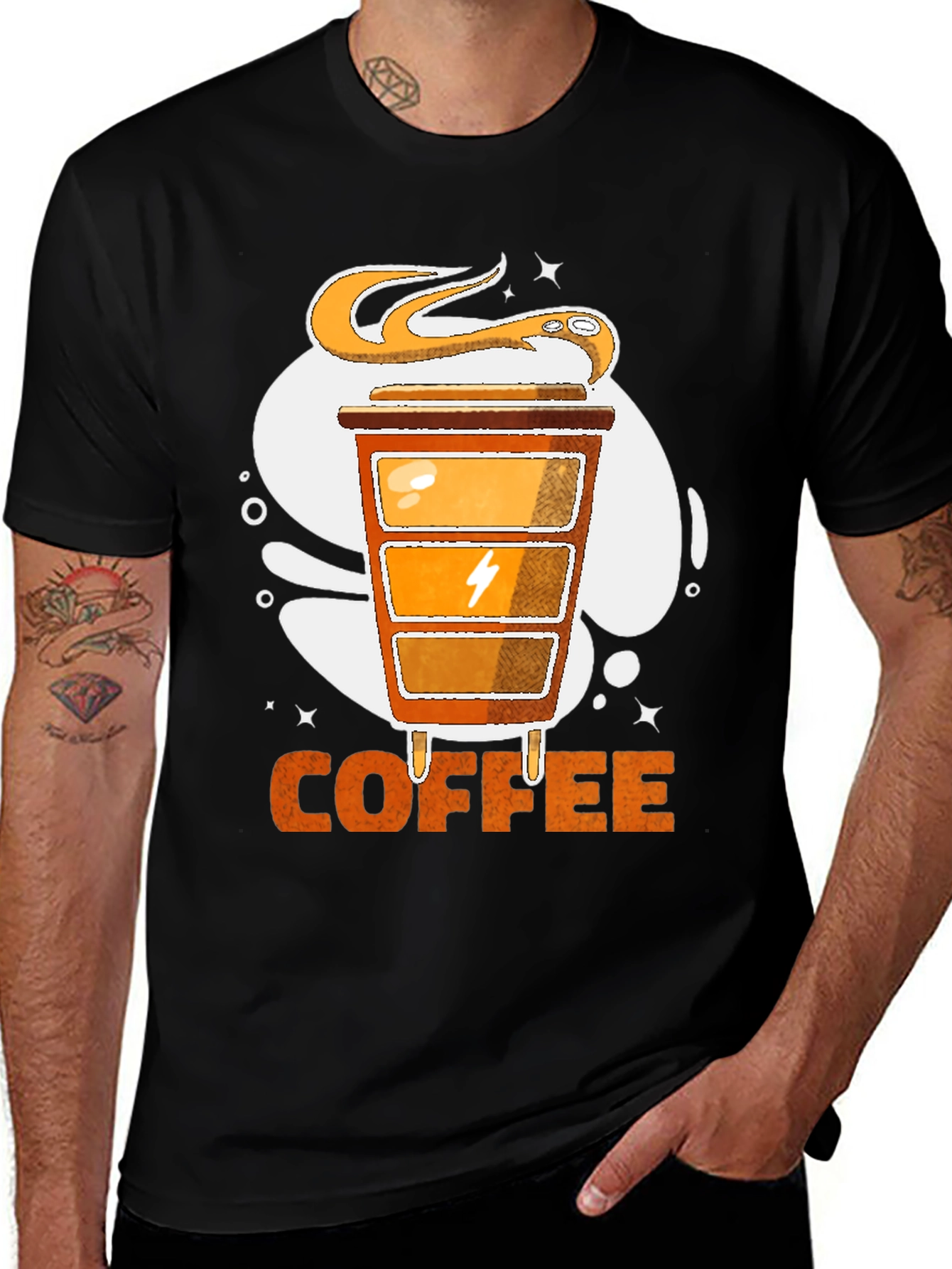Variant 26 of Coffee Powered T-Shirt | Snake & Energy Design
