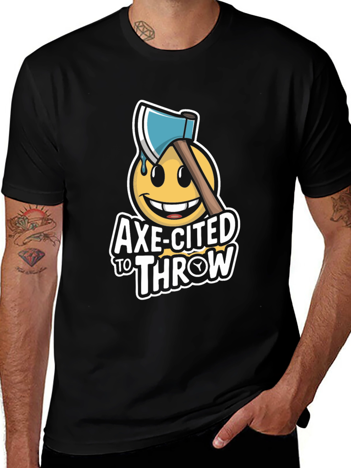 Variant 11 of Axe-Cited to Throw T-Shirt - Funny Axe Throwing Tee