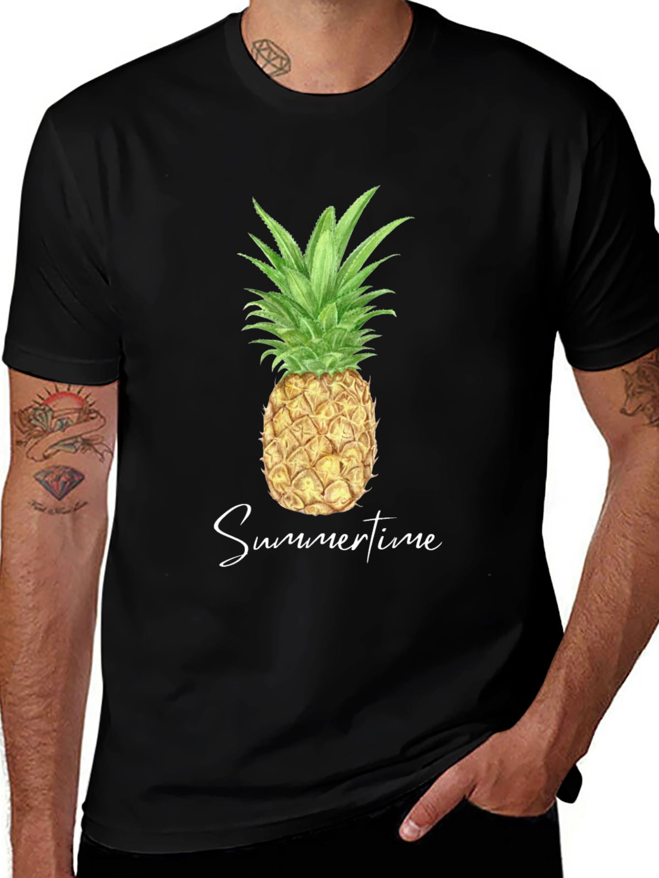 Variant 29 of Pineapple Summertime Graphic Tee - Black