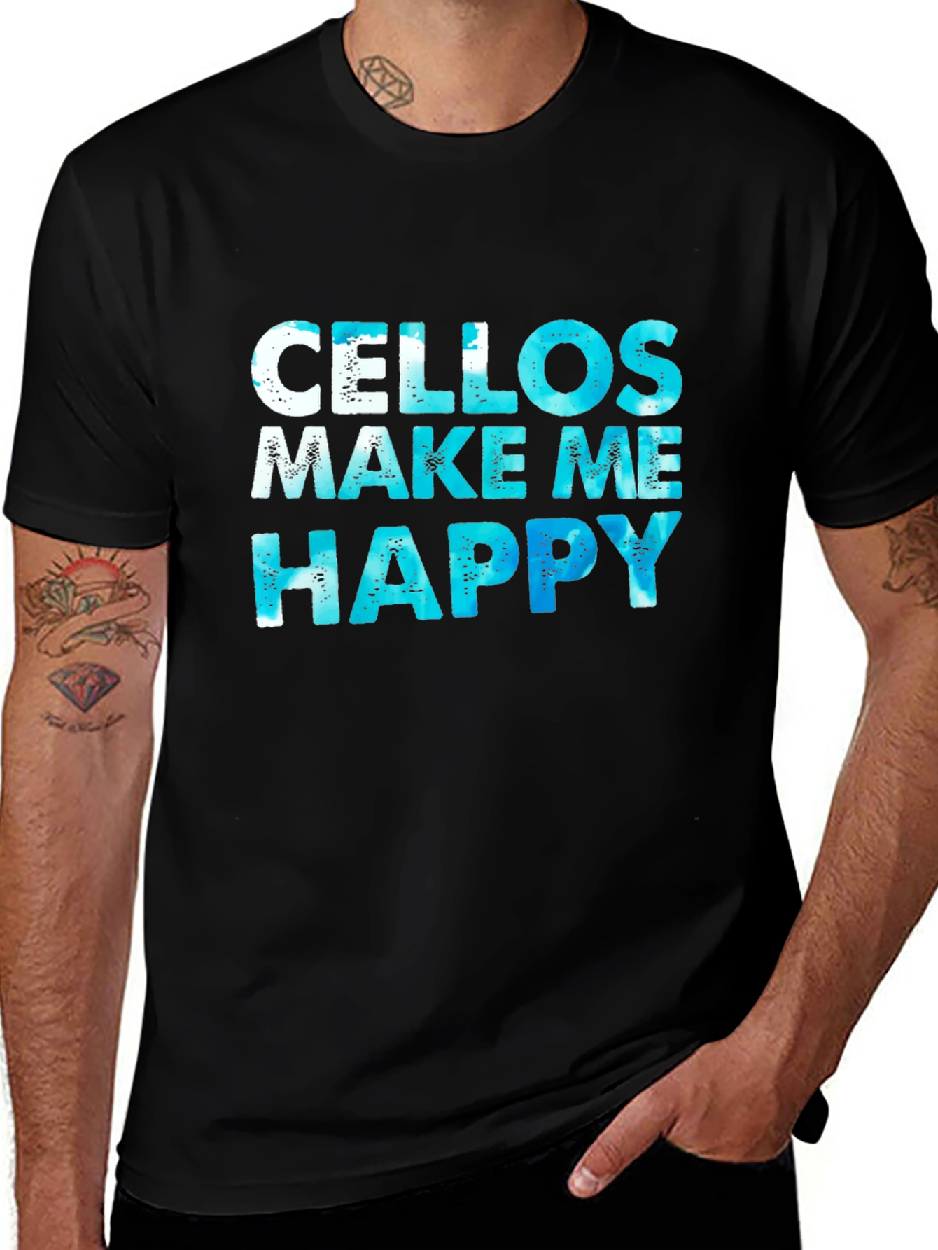 Variant 12 of Cellos Make Me Happy Black Graphic T-Shirt