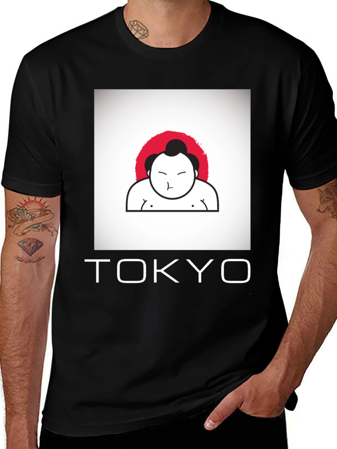 Variant 16 of Tokyo Sumo Wrestler Graphic Black T-Shirt