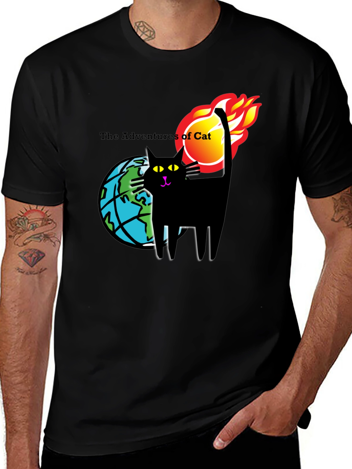 Variant 13 of The Adventures of Cat T-Shirt - Global Domination
