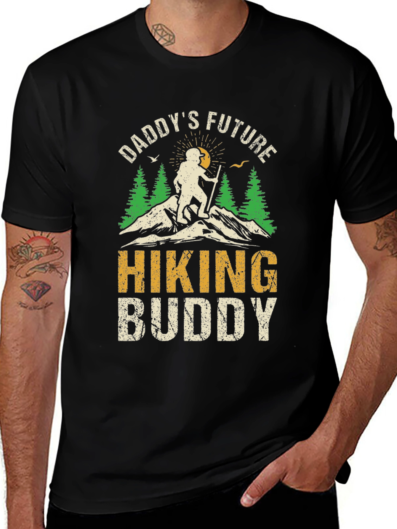 Variant 16 of Daddy's Future Hiking Buddy Black T-Shirt