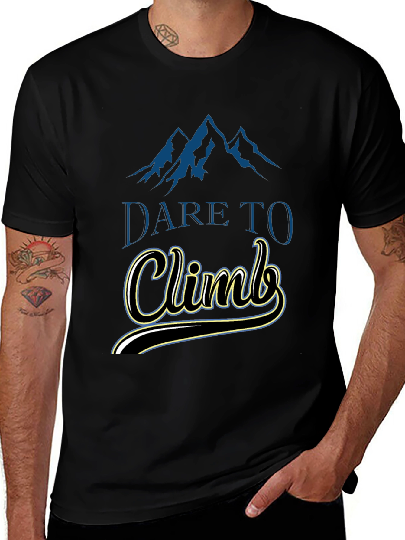 Variant 2 of Dare To Climb Graphic Tee - Black Cotton T-Shirt