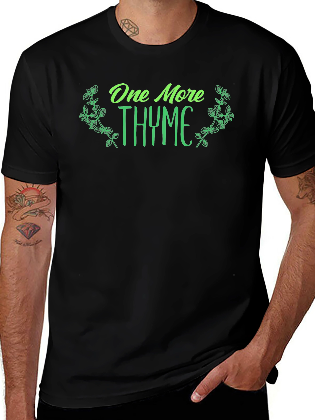 Variant 13 of One More Thyme Black T-Shirt - Funny Herb Pun Tee