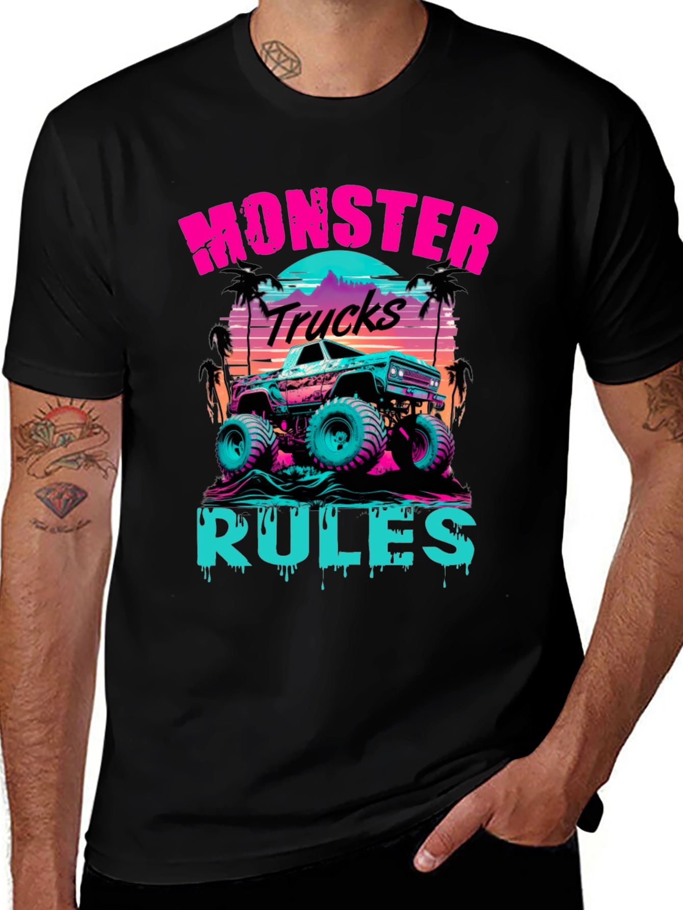 Variant 19 of Monster Truck Rules T-Shirt - Retro Design