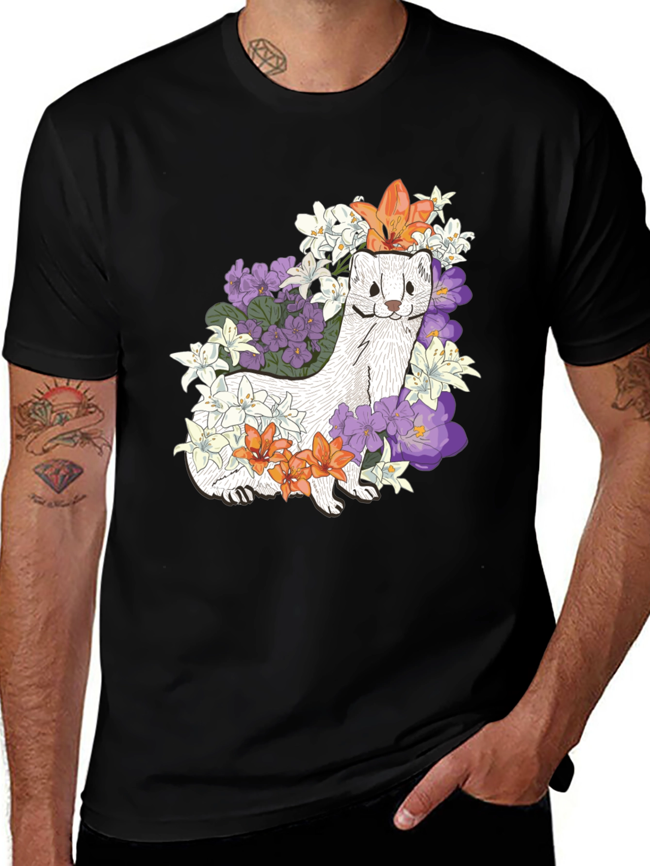 Variant 15 of Floral Ferret Graphic Tee