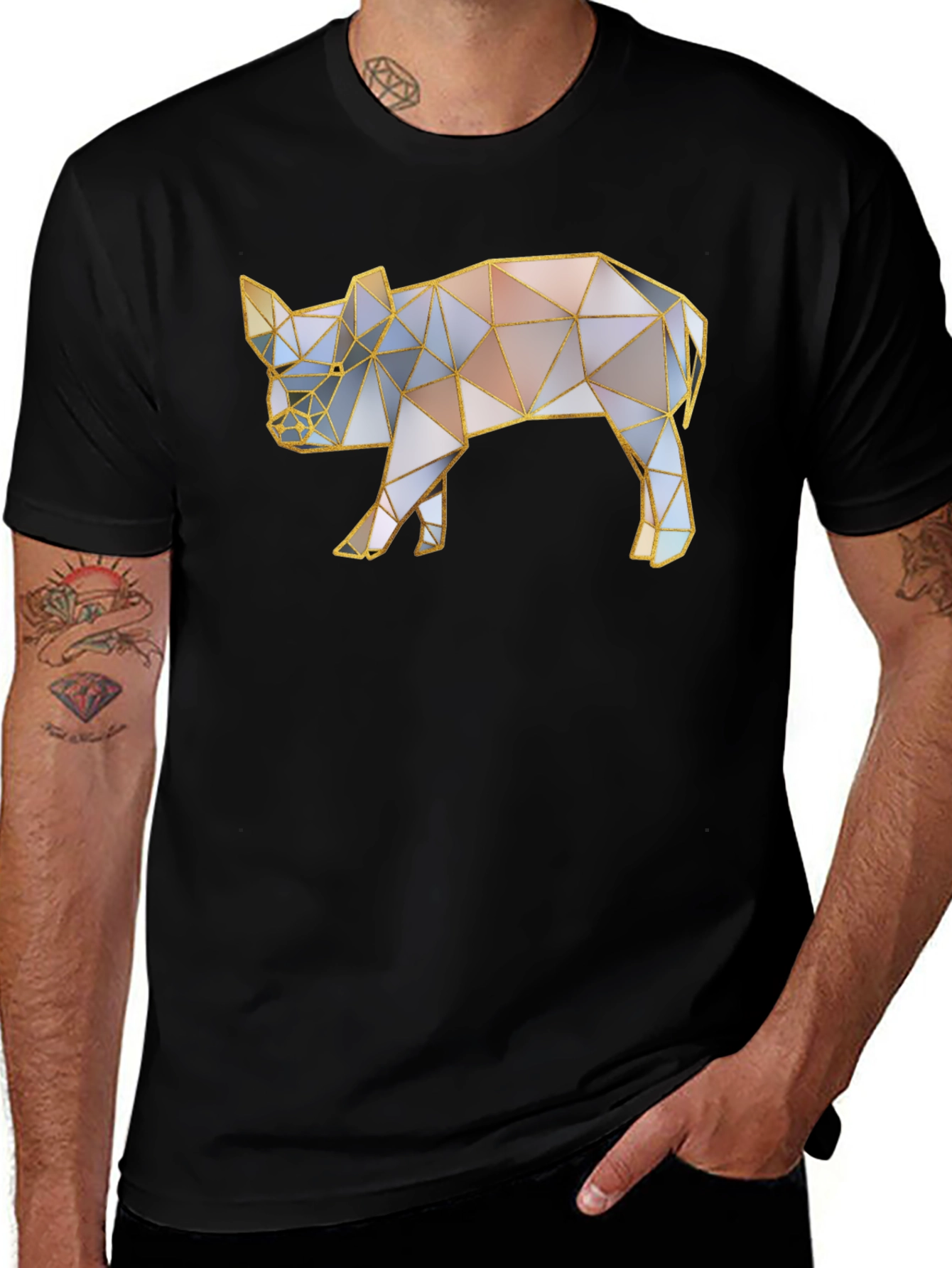 Variant 3 of Geometric Pig Graphic T-Shirt - Stylish Animal Print