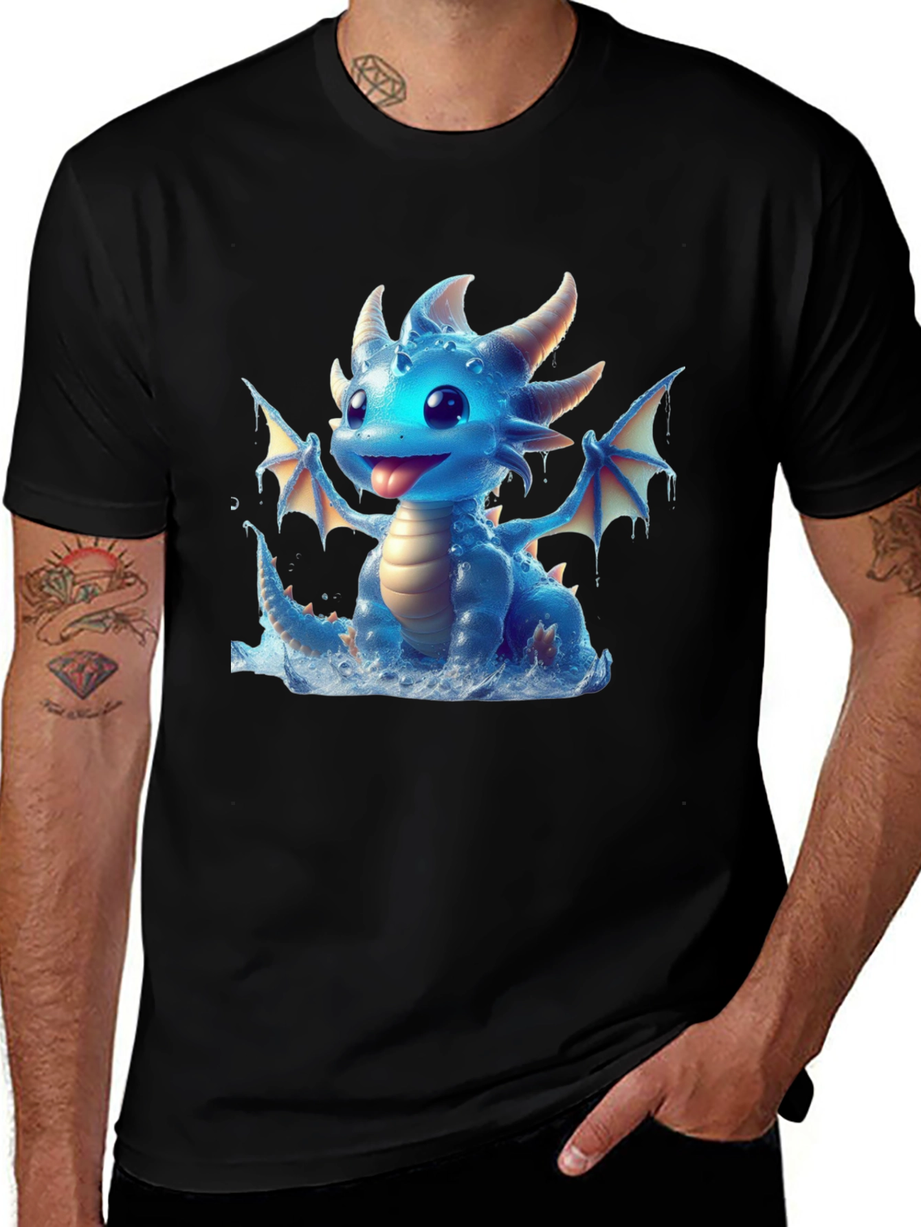 Variant 15 of Cute Blue Dragon Graphic Tee