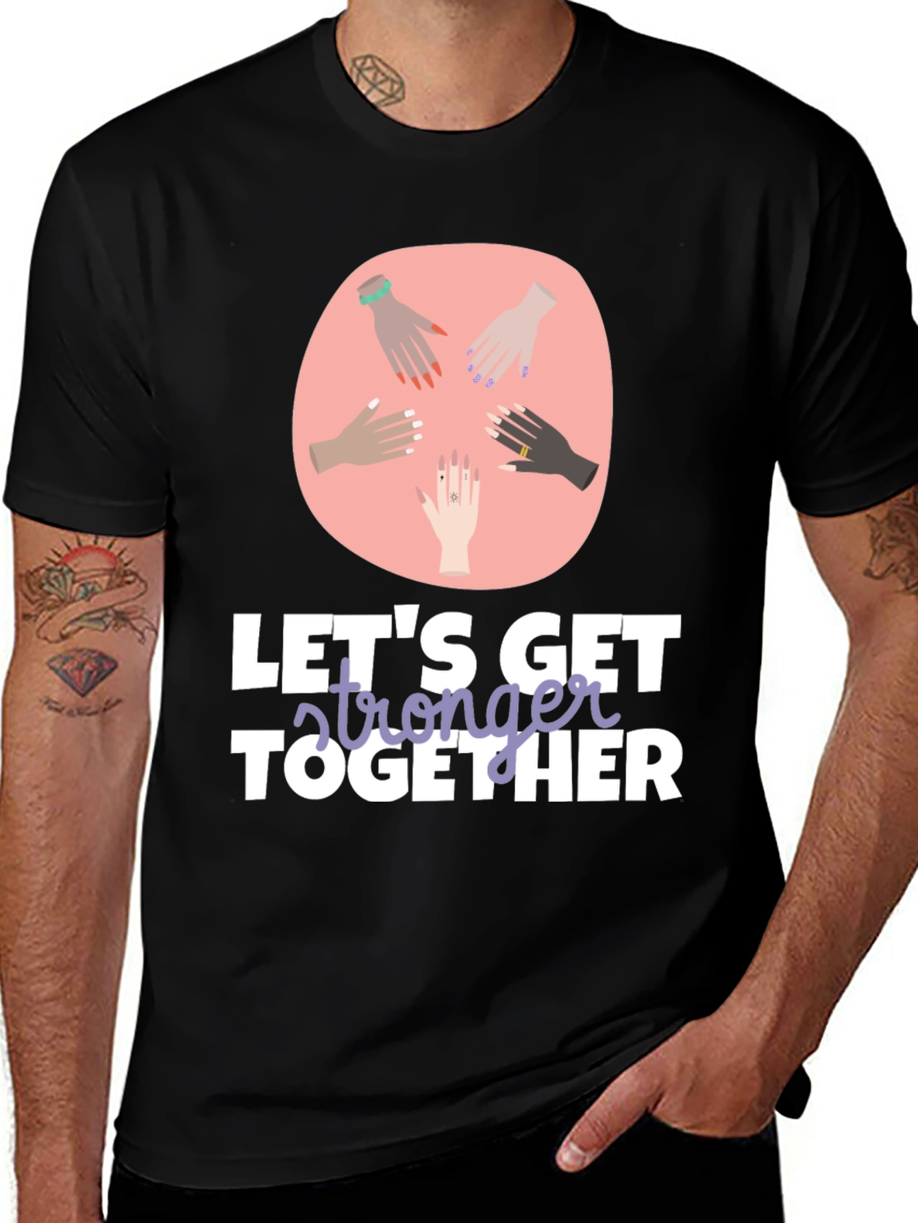 Variant 24 of Stronger Together Graphic Tee - Unisex Black T-Shirt