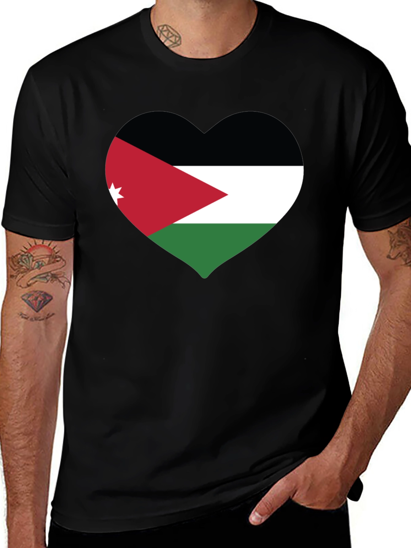 Jordan Flag Heart Graphic Black T-Shirt