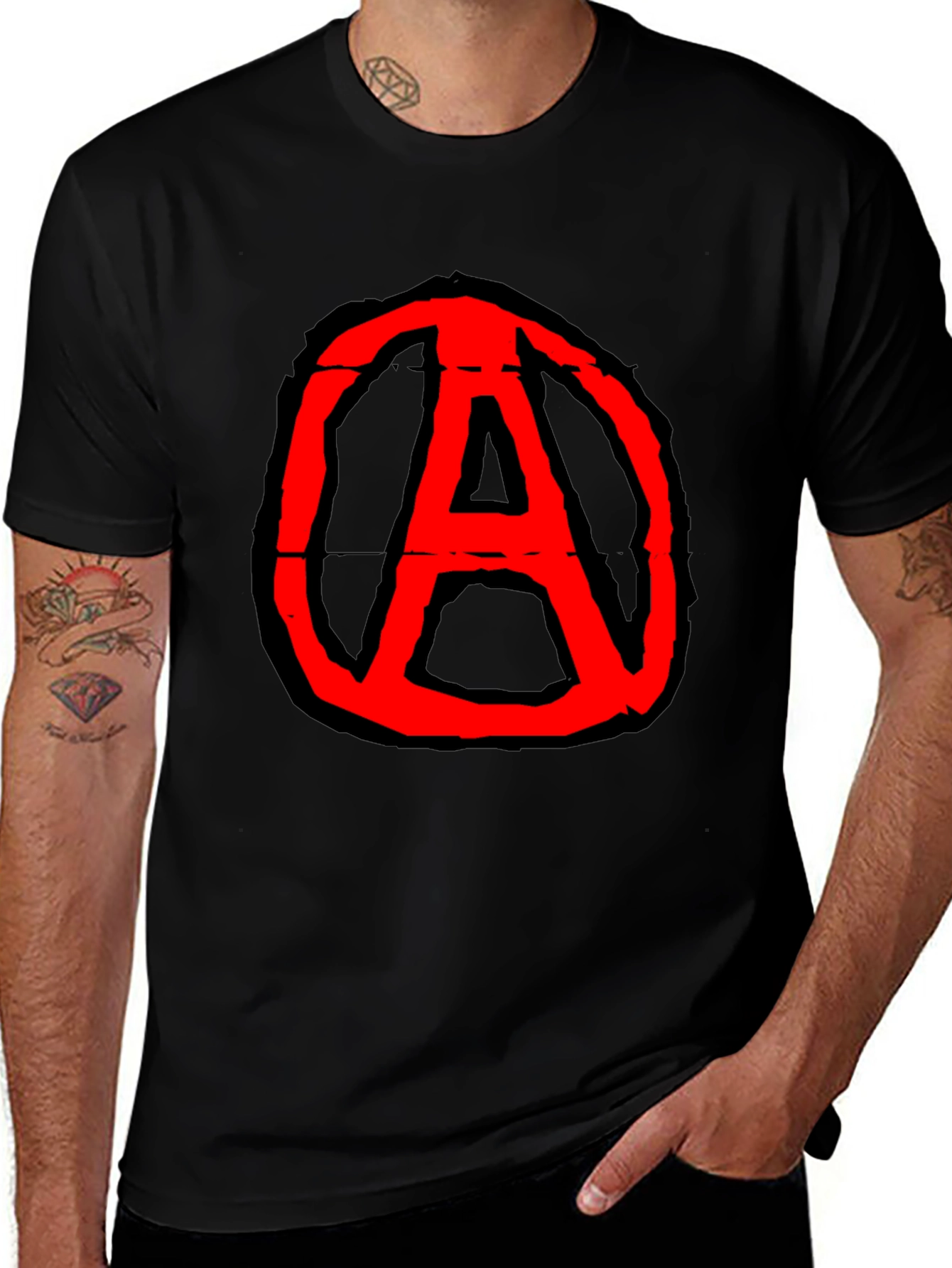 Variant 17 of Anarchy Symbol Graphic Tee - Black Cotton Casual T-Shirt