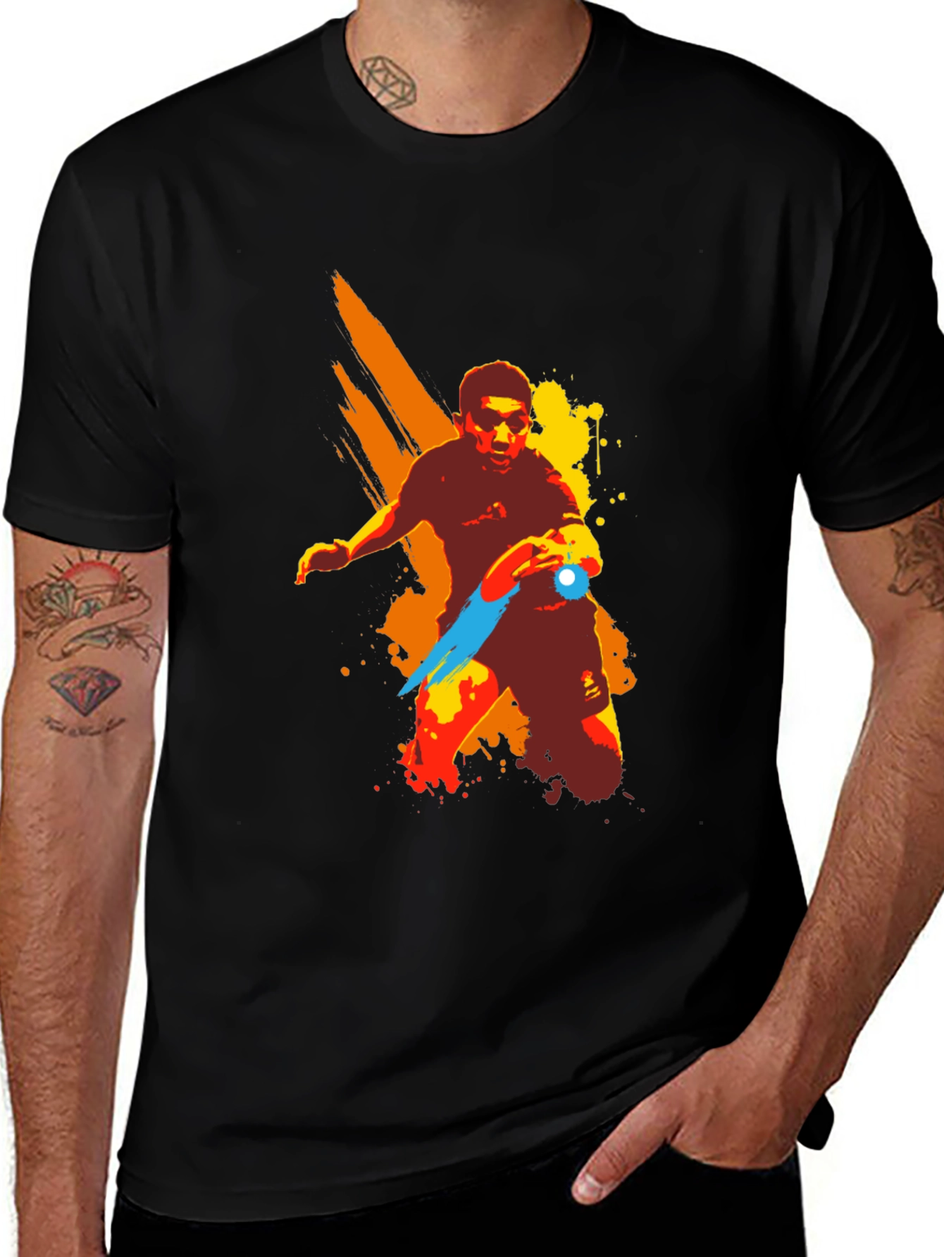 Artistic Table Tennis Player Graphic T-Shirt