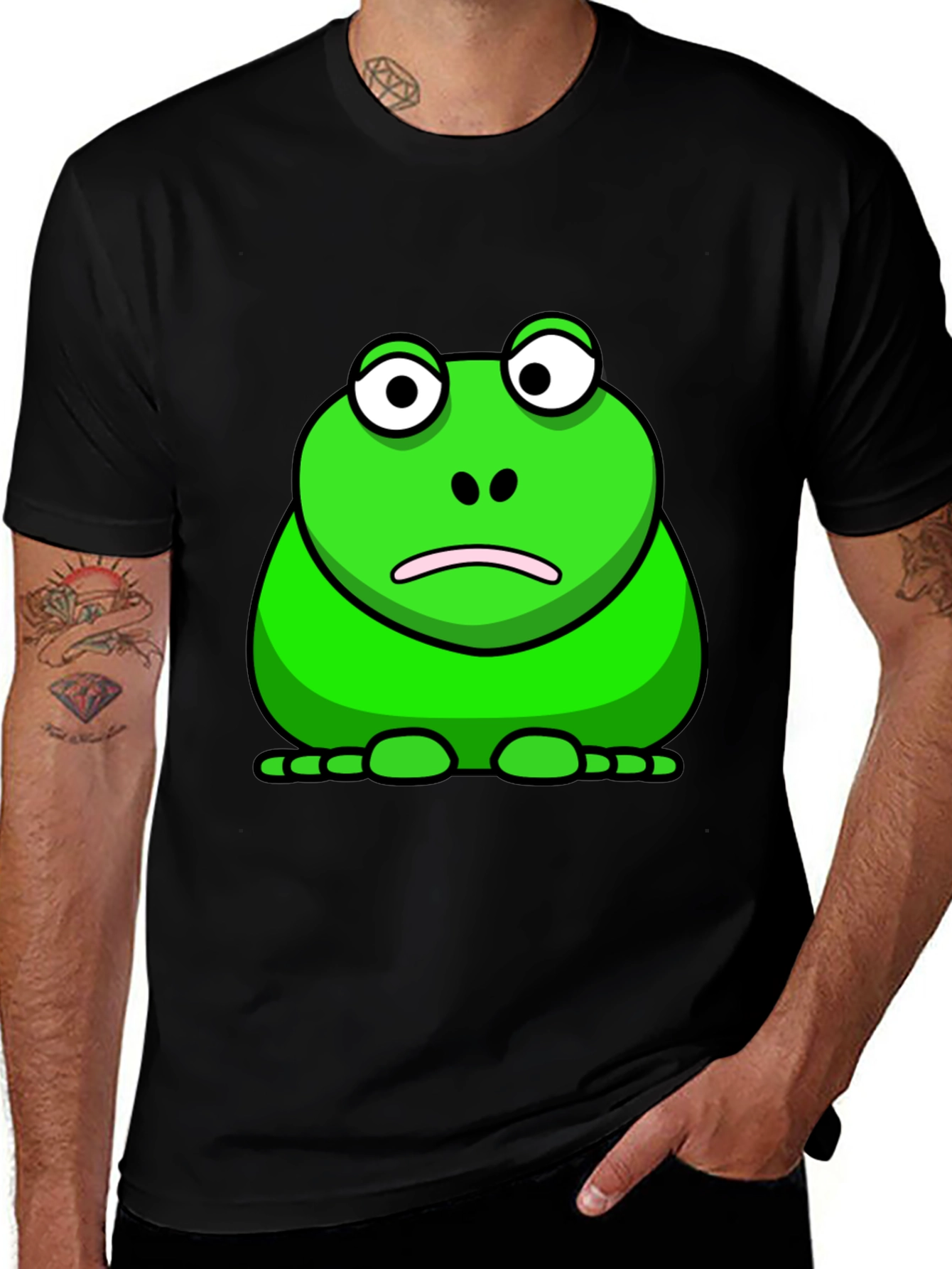 Variant 28 of Sad Frog Graphic Tee - Men's Black T-Shirt