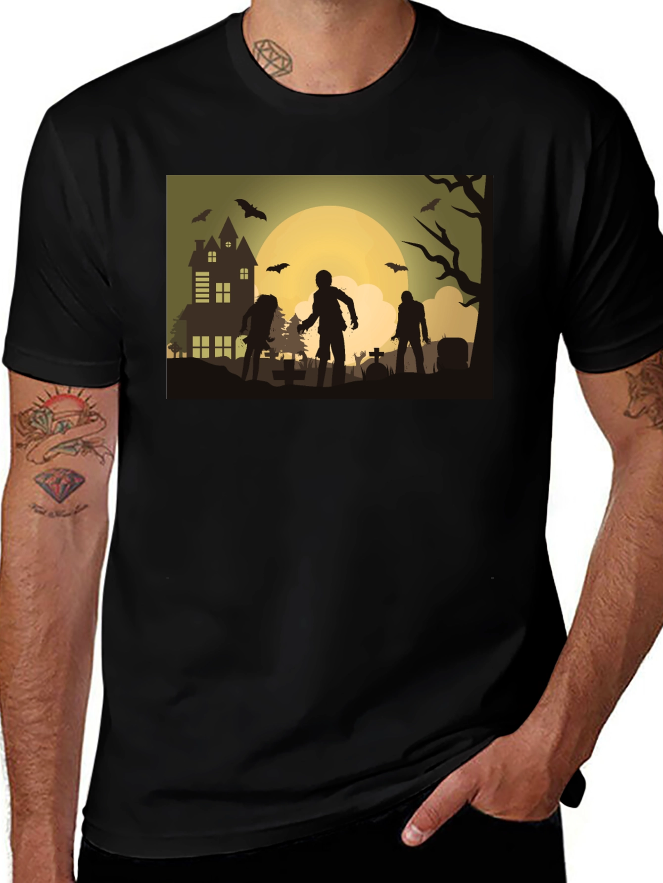Variant 2 of Zombie Moon Halloween Graphic Tee