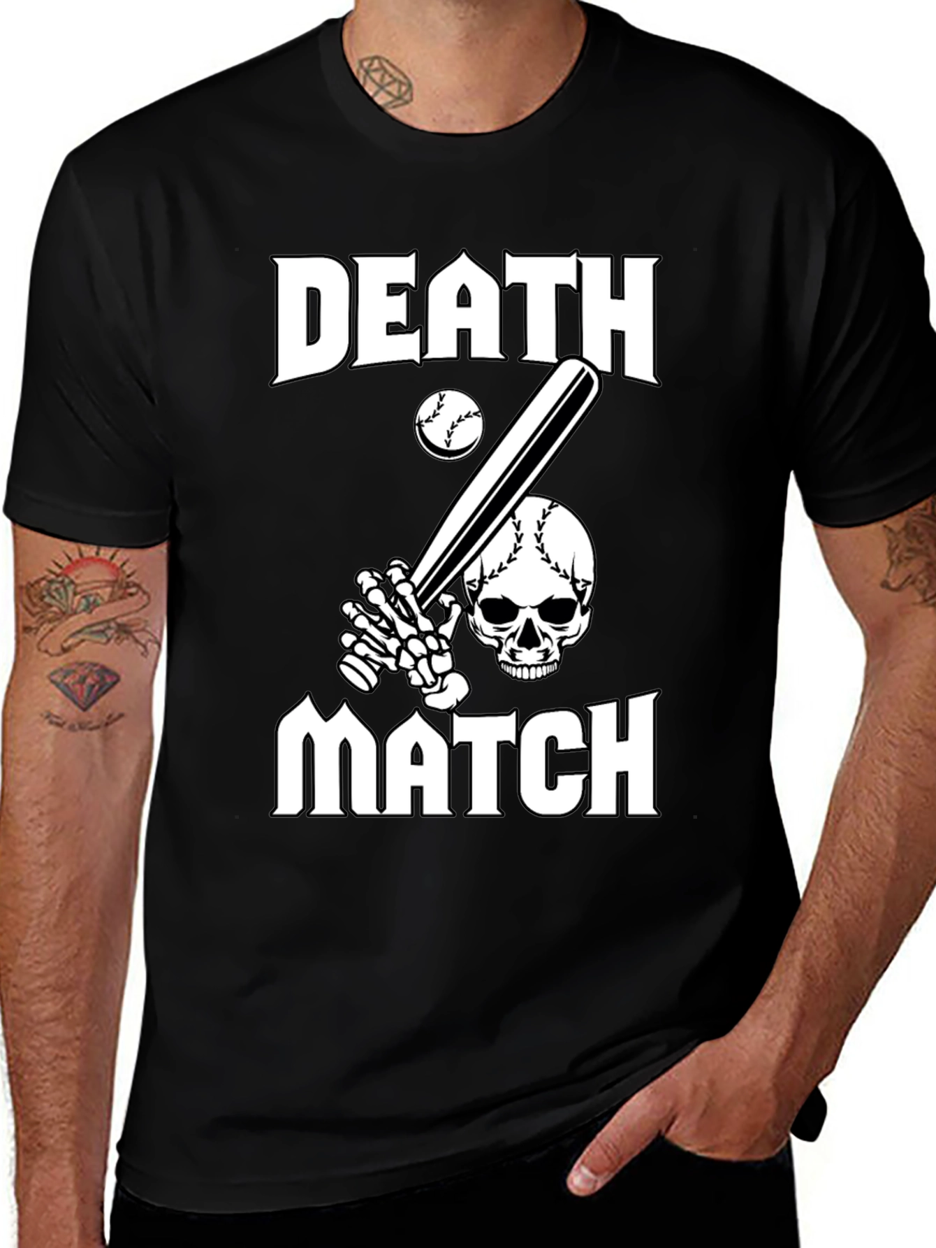 Variant 18 of Death Match Graphic T-Shirt - Baseball Skull Tee