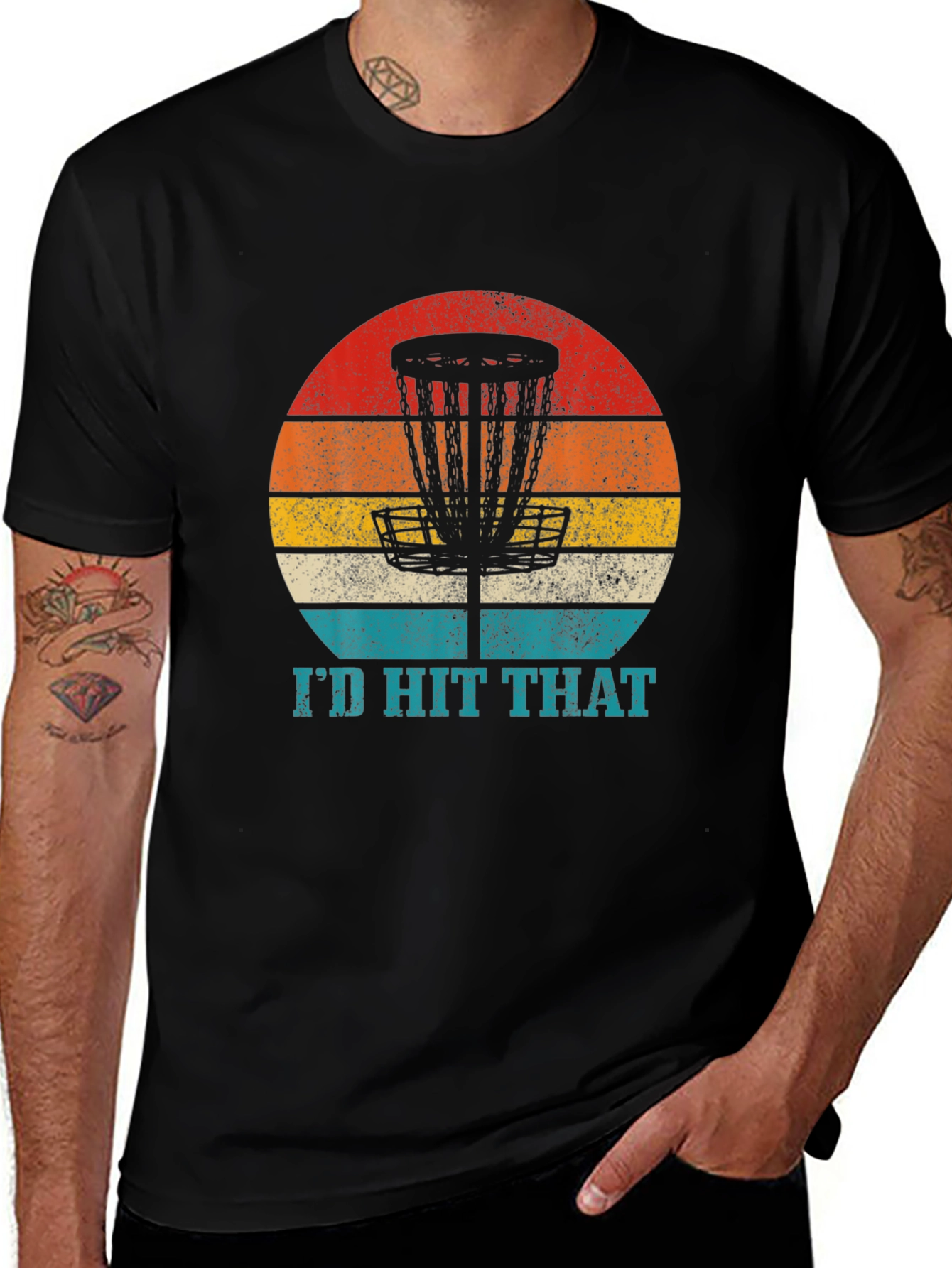 Variant 30 of I'd Hit That Disc Golf Tee - Retro Basket Design