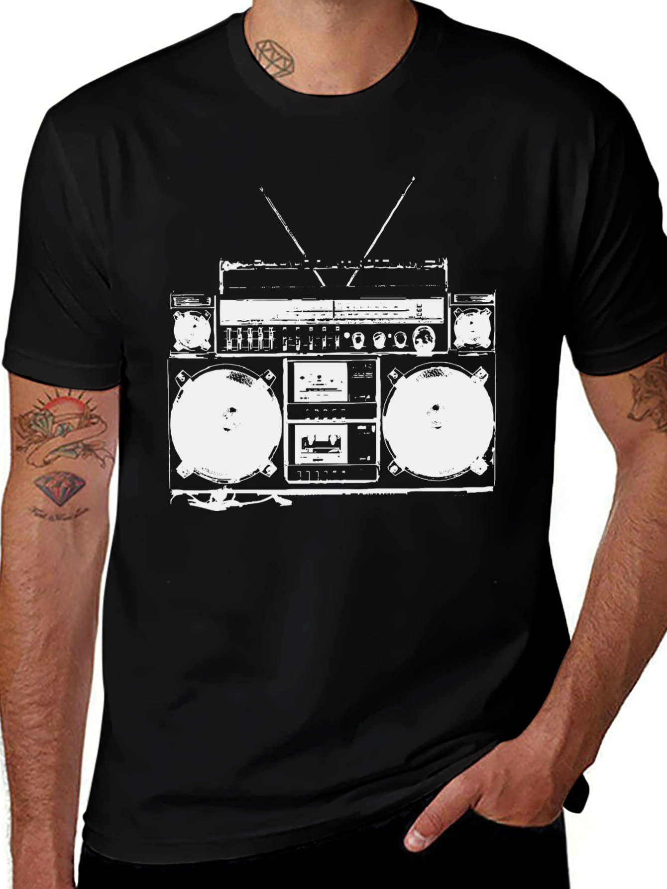 Variant 13 of Retro Boombox Graphic Tee - Classic Hip Hop Style