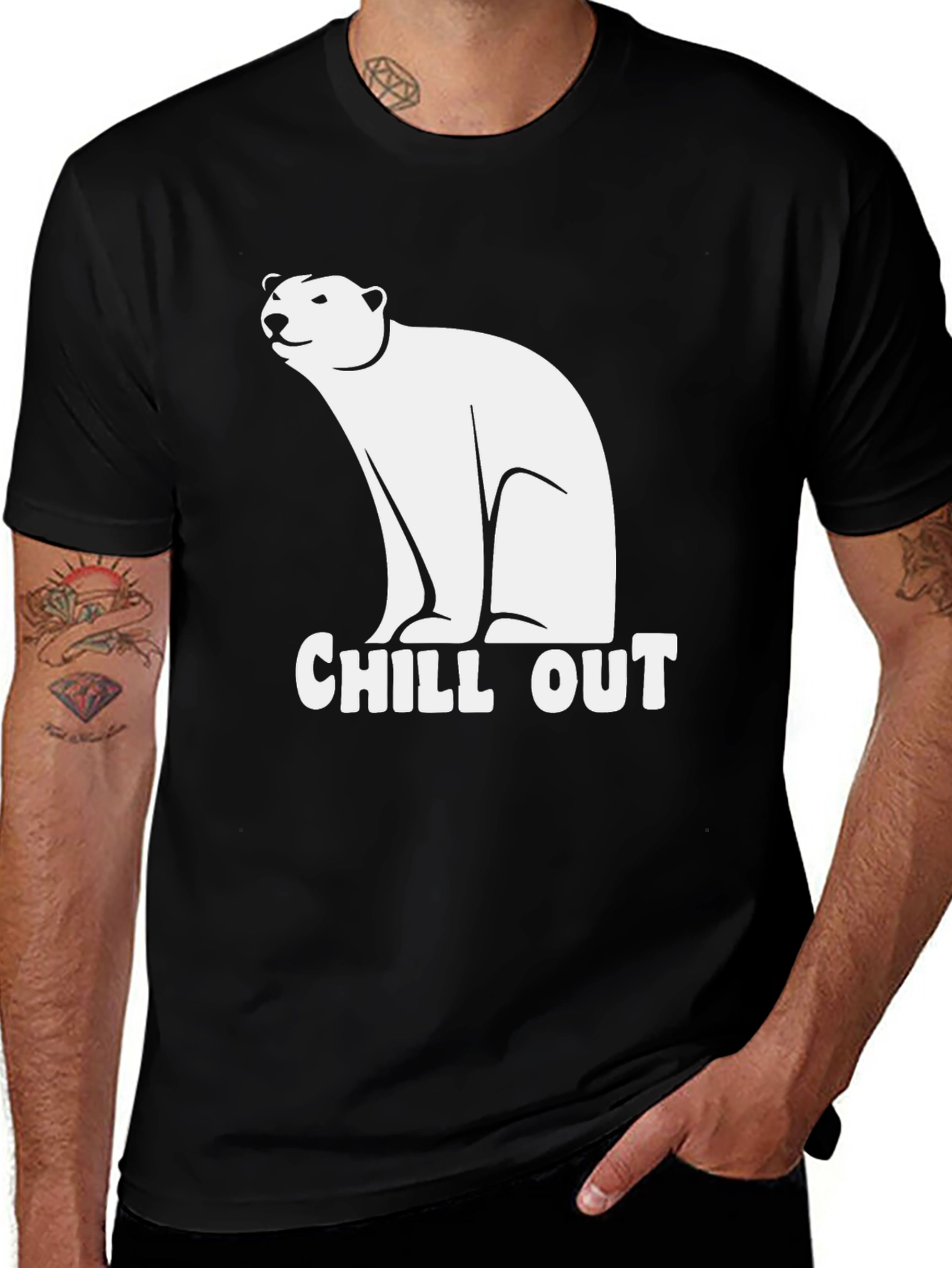 Variant 3 of Chill Out Polar Bear Graphic Tee - Black