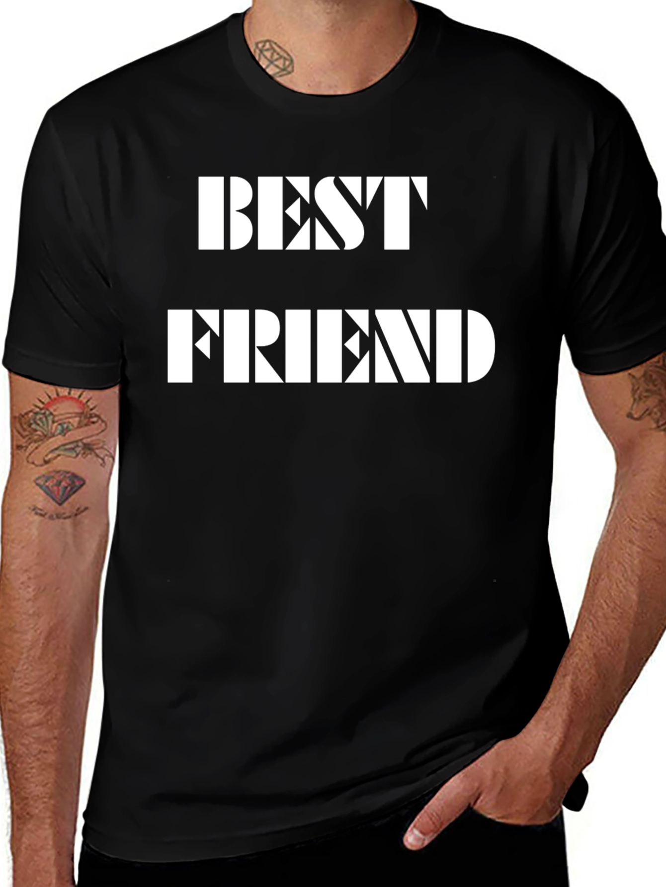 Variant 20 of Best Friend Graphic Tee - Black Cotton T-Shirt