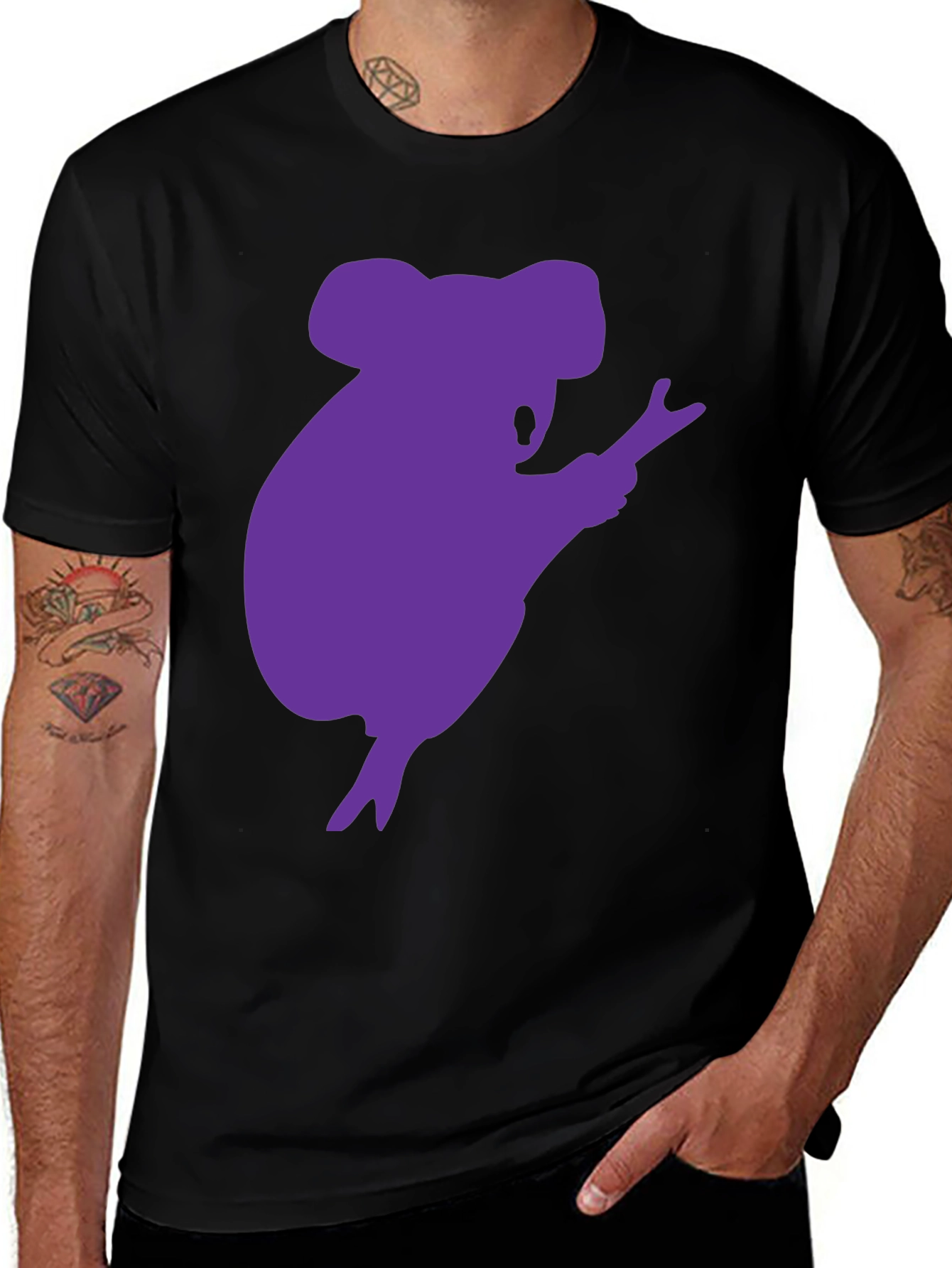 Koala Rock On Black T-Shirt - Unique Graphic Tee