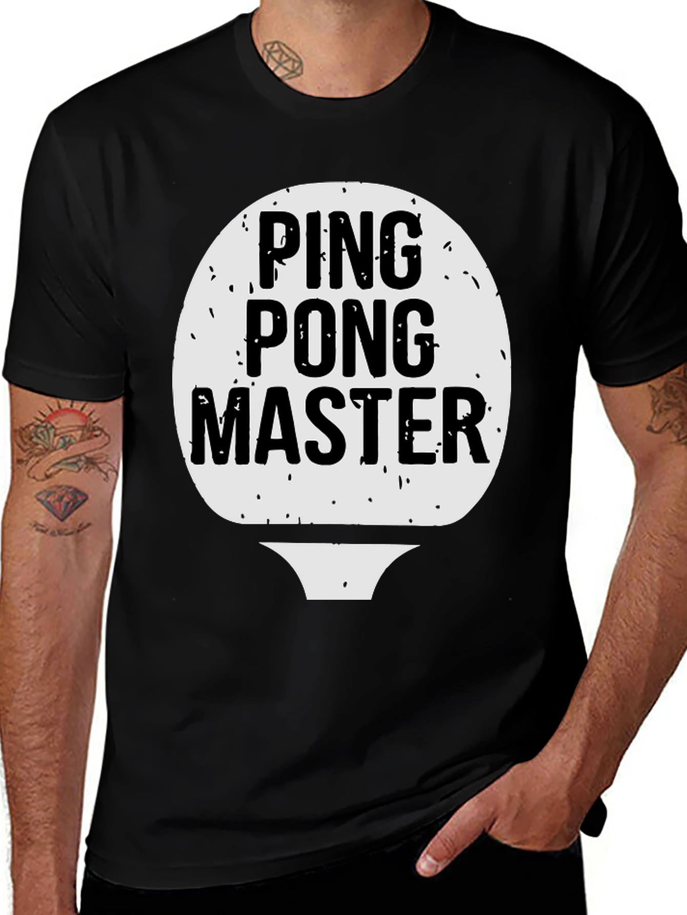 Ping Pong Master Graphic T-Shirt - Black Cotton Tee