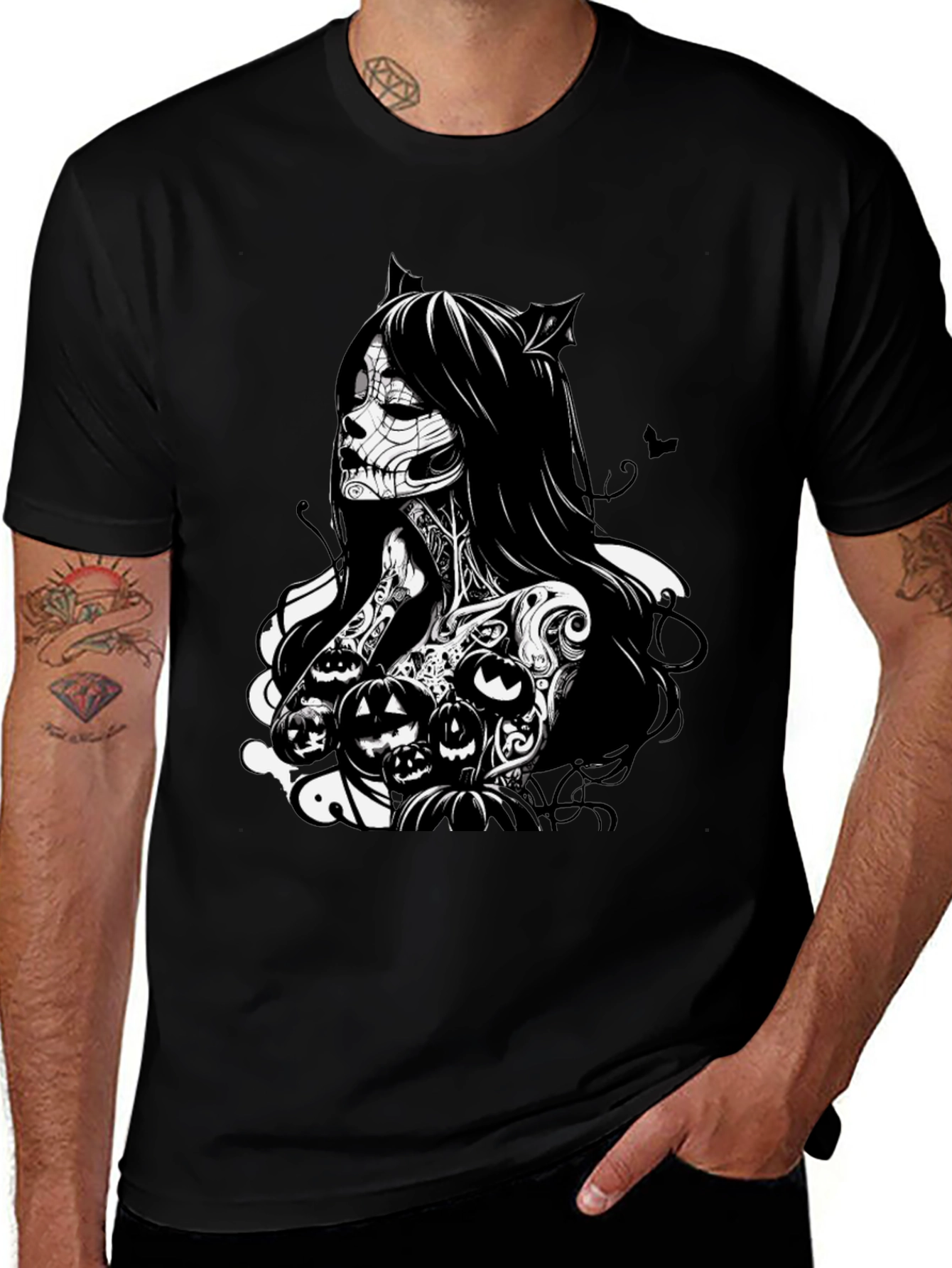 Variant 17 of Halloween Sugar Skull Cat Girl T-Shirt