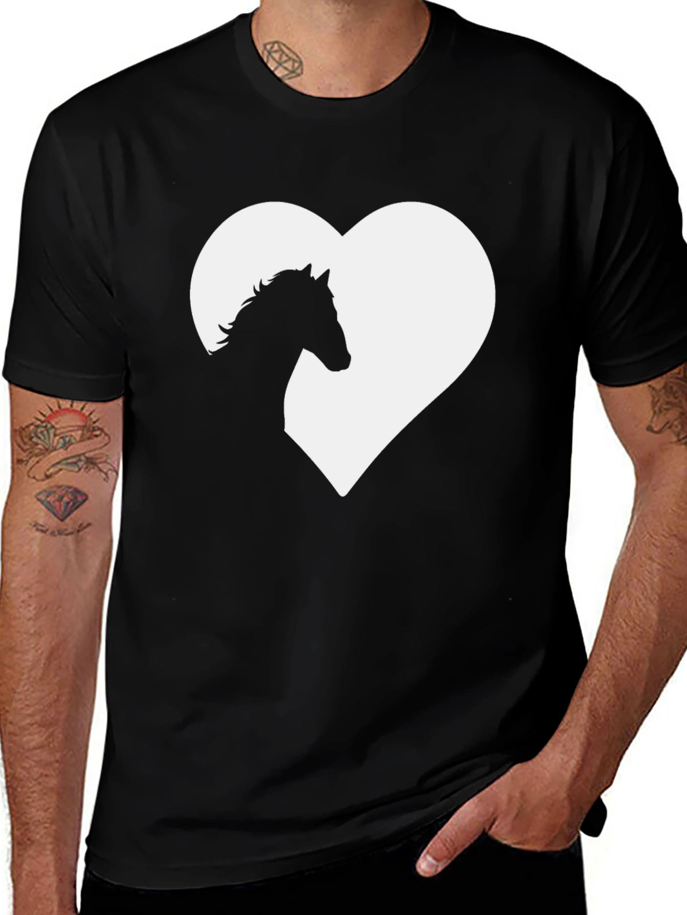 Variant 24 of Horse Lover Tee - Heart Silhouette Black T-Shirt