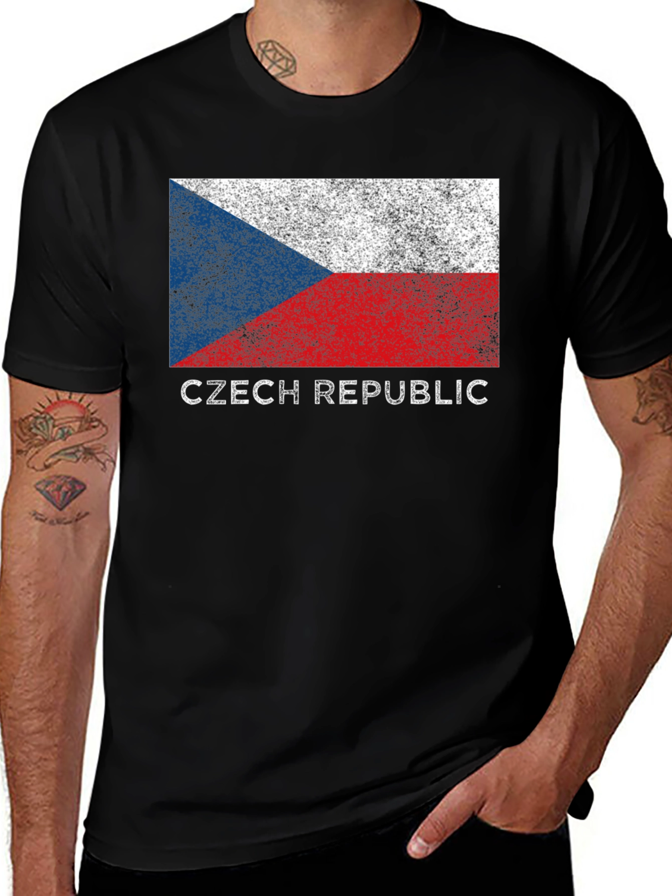 Czech Republic Flag Graphic T-Shirt
