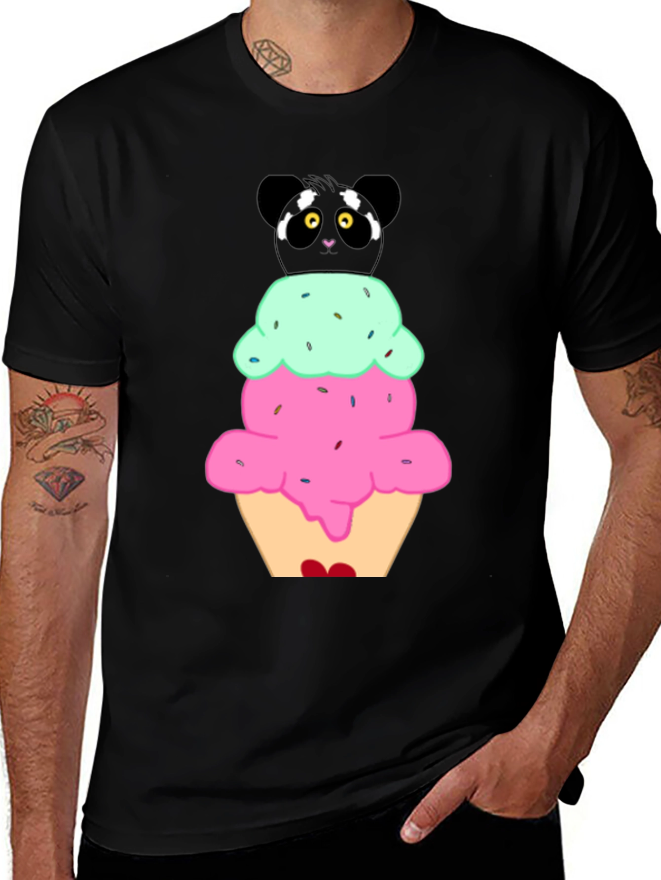 Variant 15 of Panda Ice Cream Graphic T-Shirt - Cute Novelty Tee