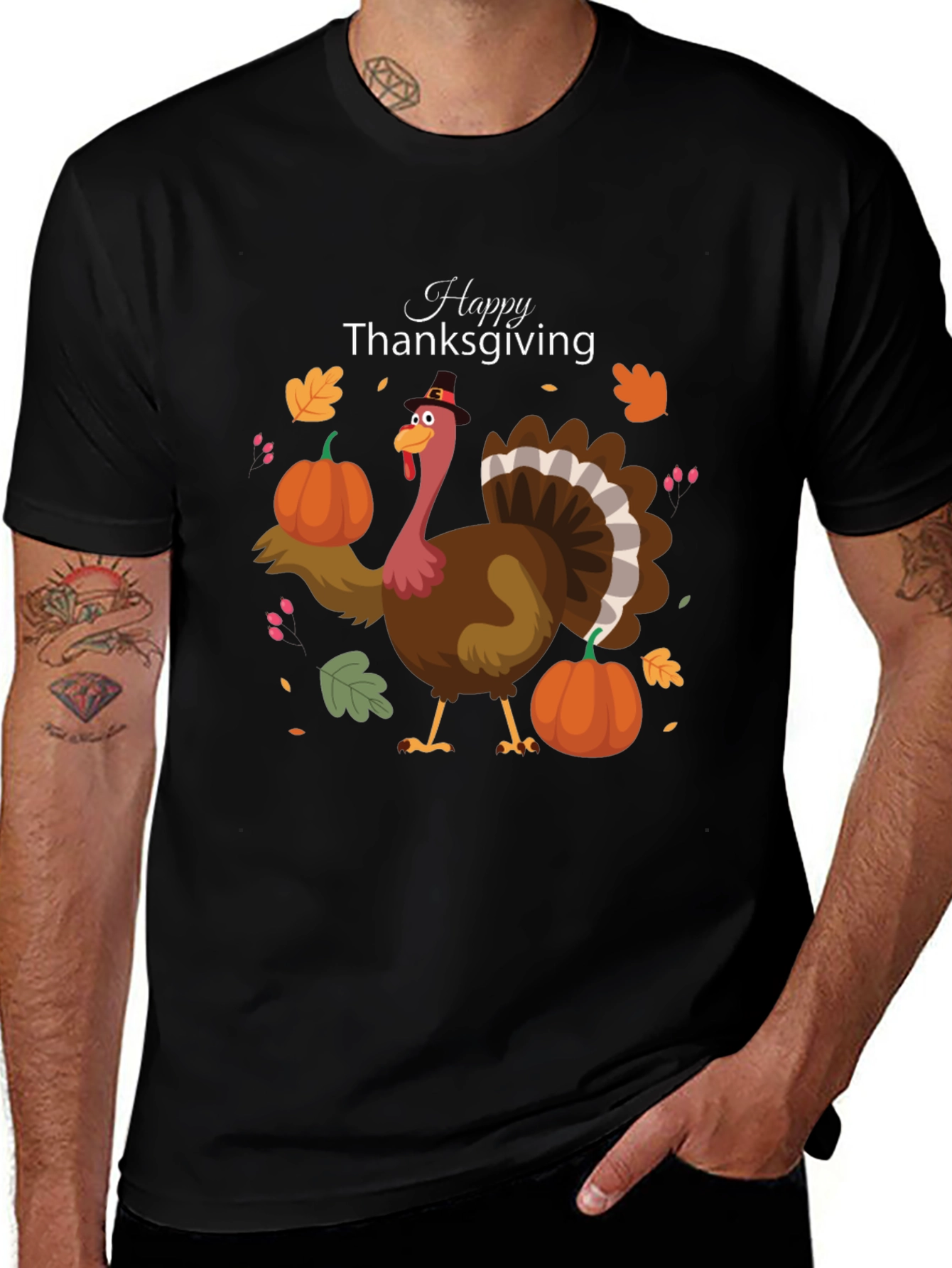 Thanksgiving Turkey Graphic Tee - Festive Fall Apparel