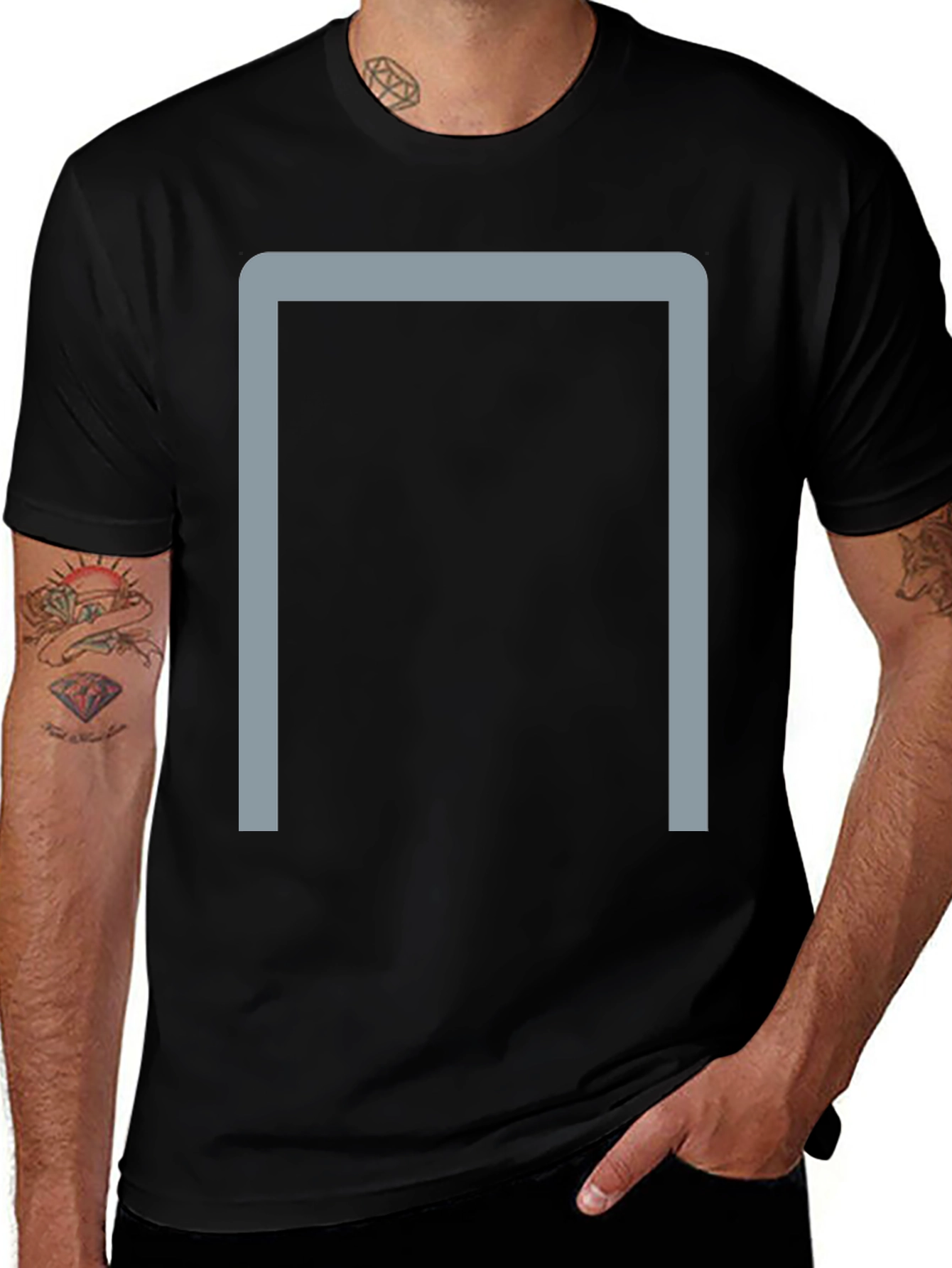 Minimalist Grey Frame Black Tee