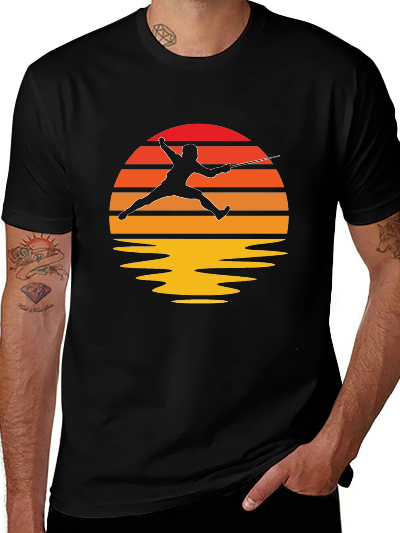 Variant 11 of Sunset Fencing T-Shirt - Black Graphic Tee