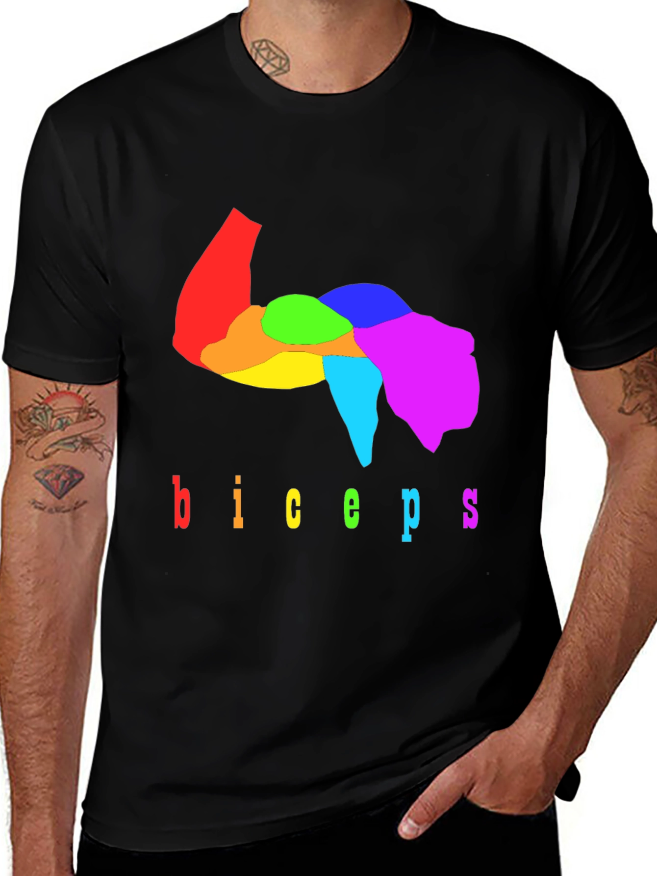 Rainbow Biceps Graphic Tee - Bodybuilding Shirt