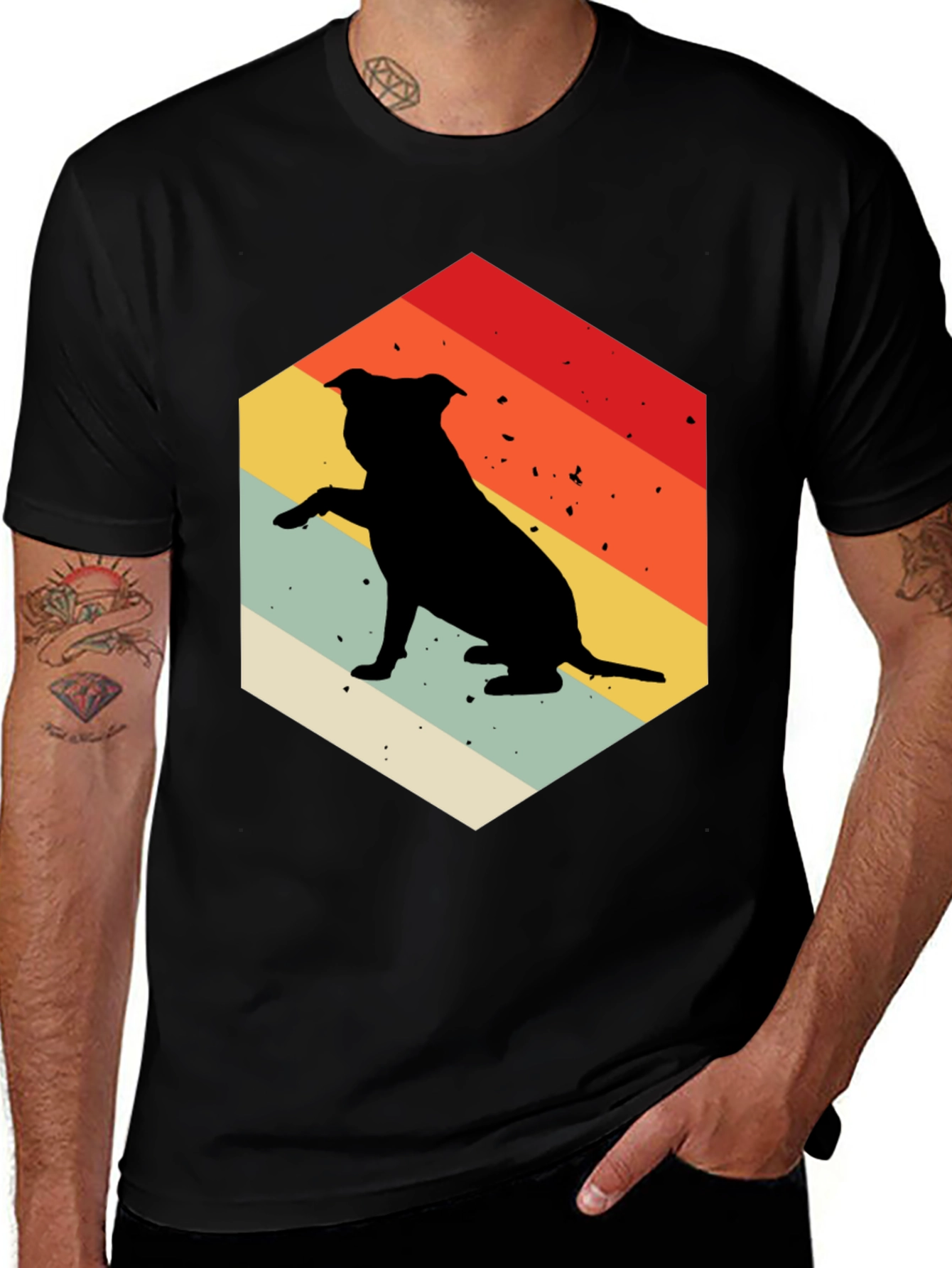 Variant 6 of Retro Dog T-Shirt Pitbull Silhouette