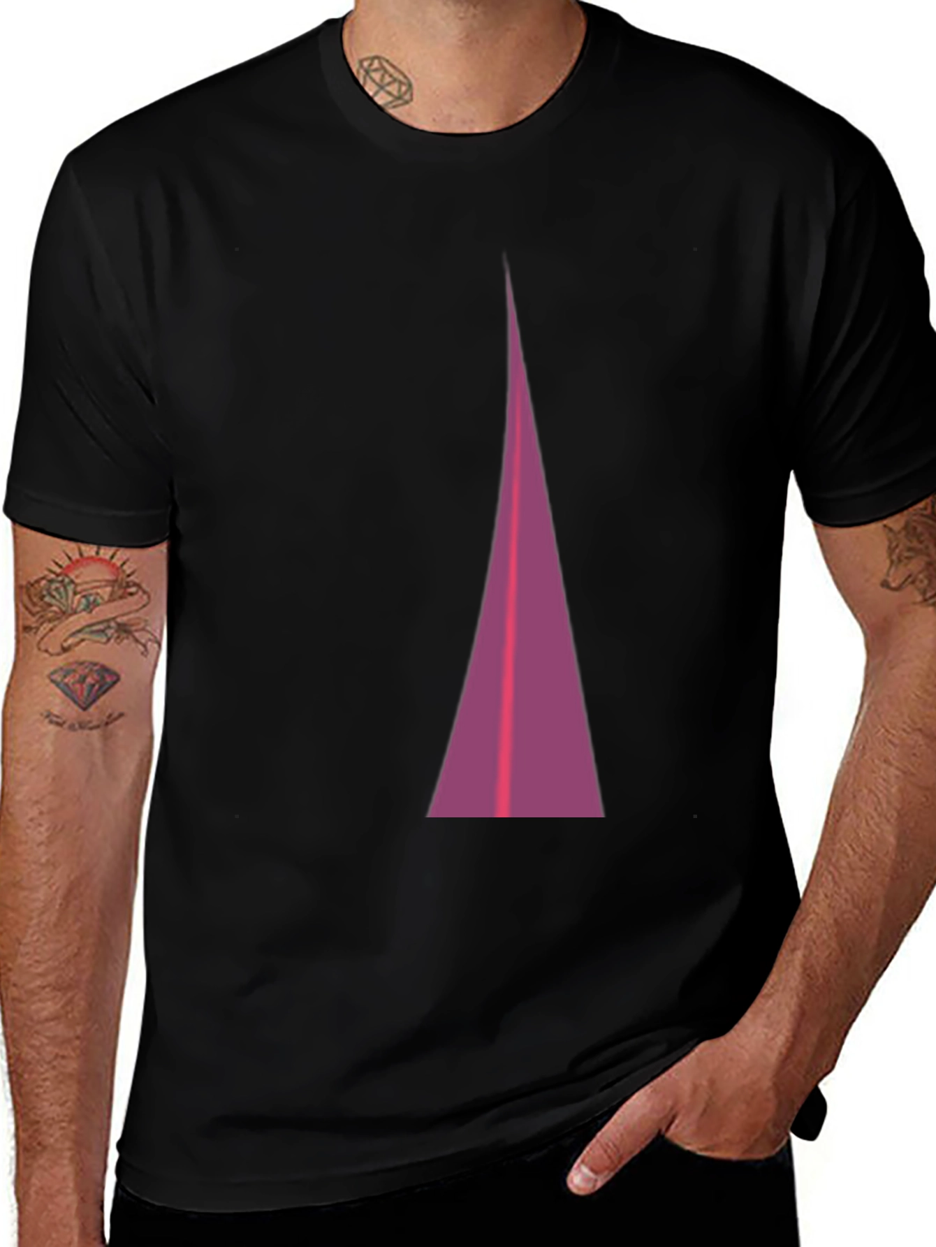 Modern Triangle Graphic Tee - Black
